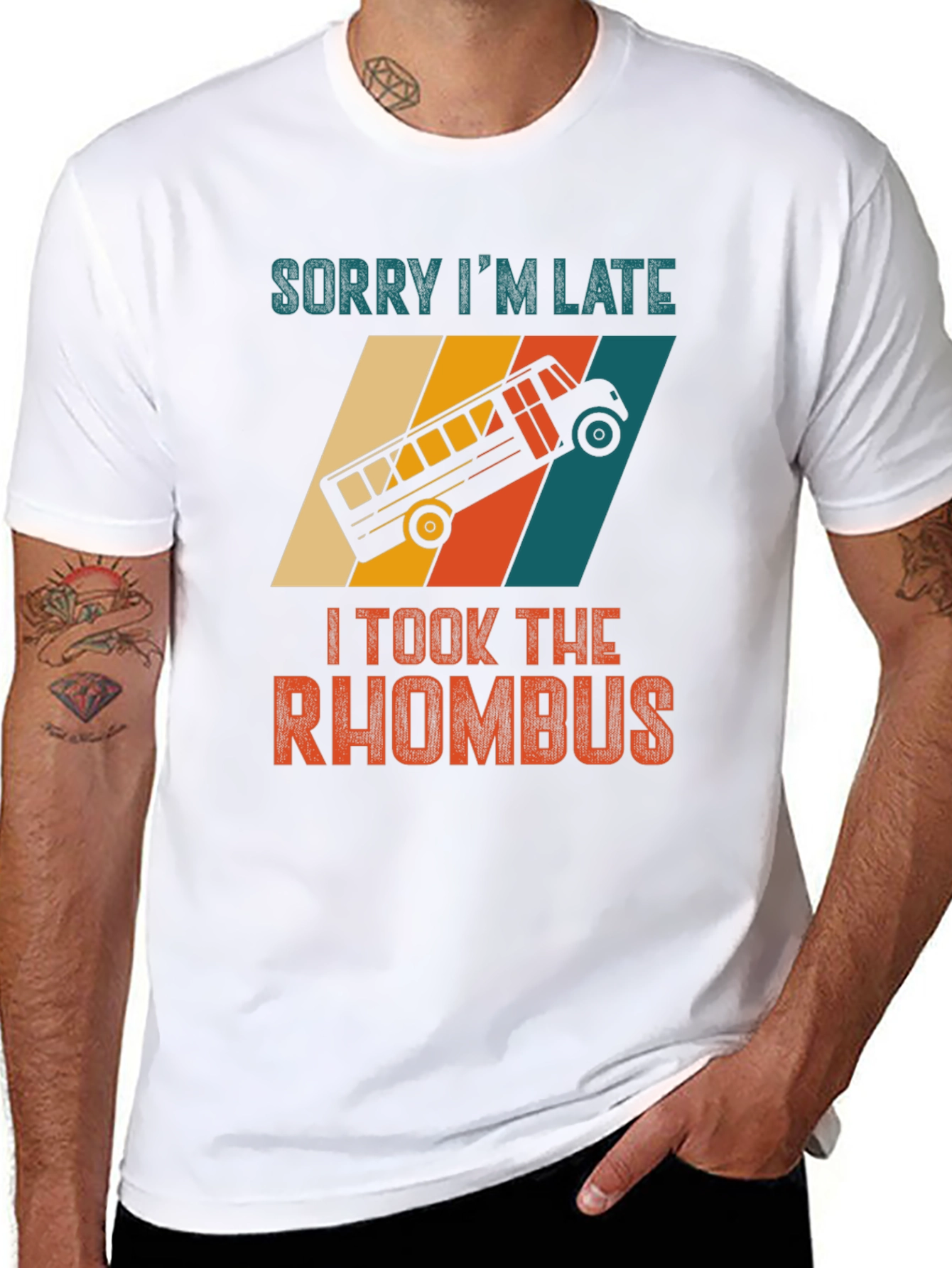 Sorry Im Late Rhombus Bus Graphic Tee