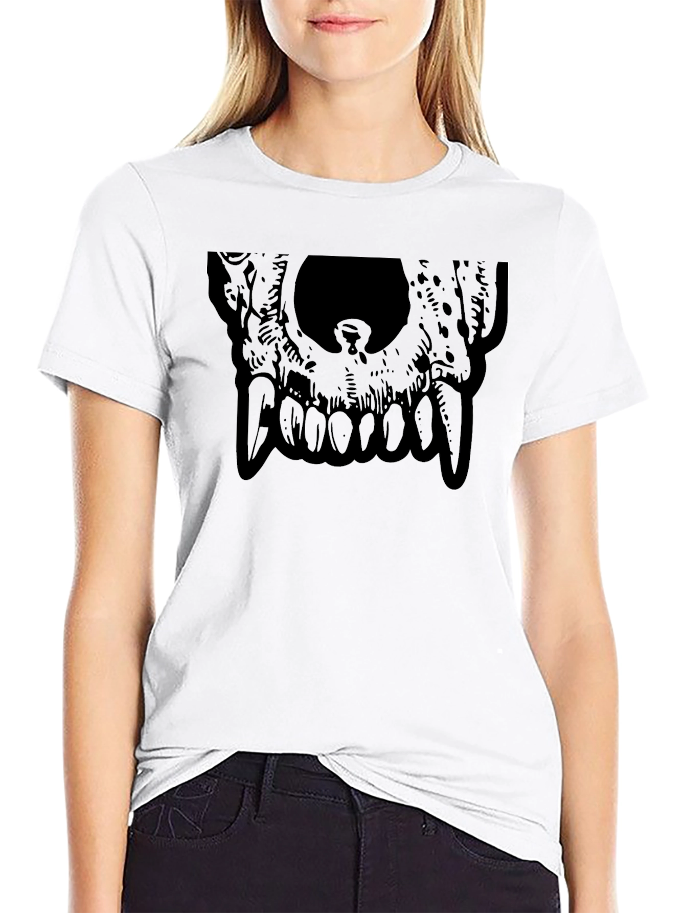Mens Black Graphic Tee - Skull Design