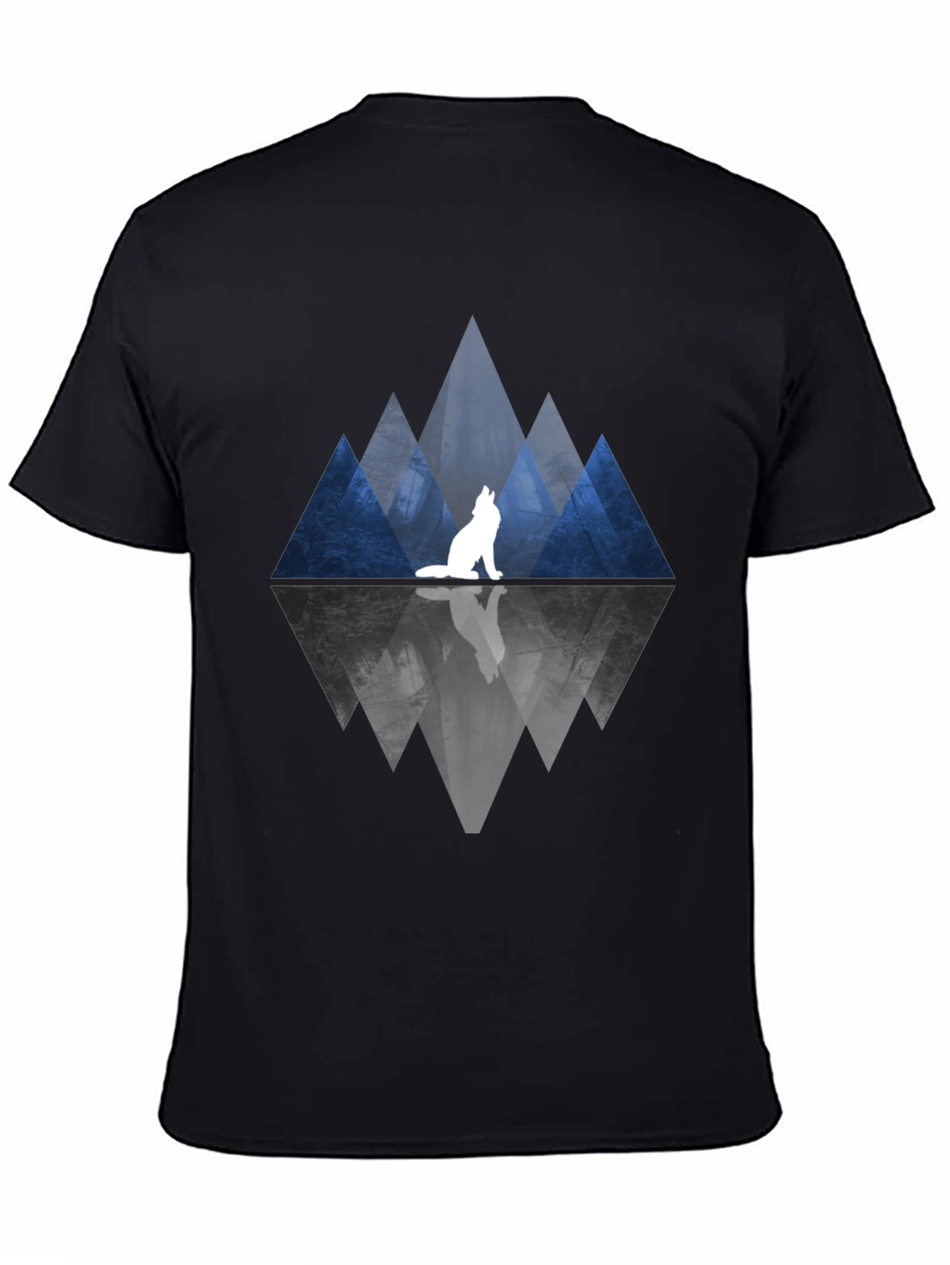 Wolf & Mountain Reflection Black T-Shirt