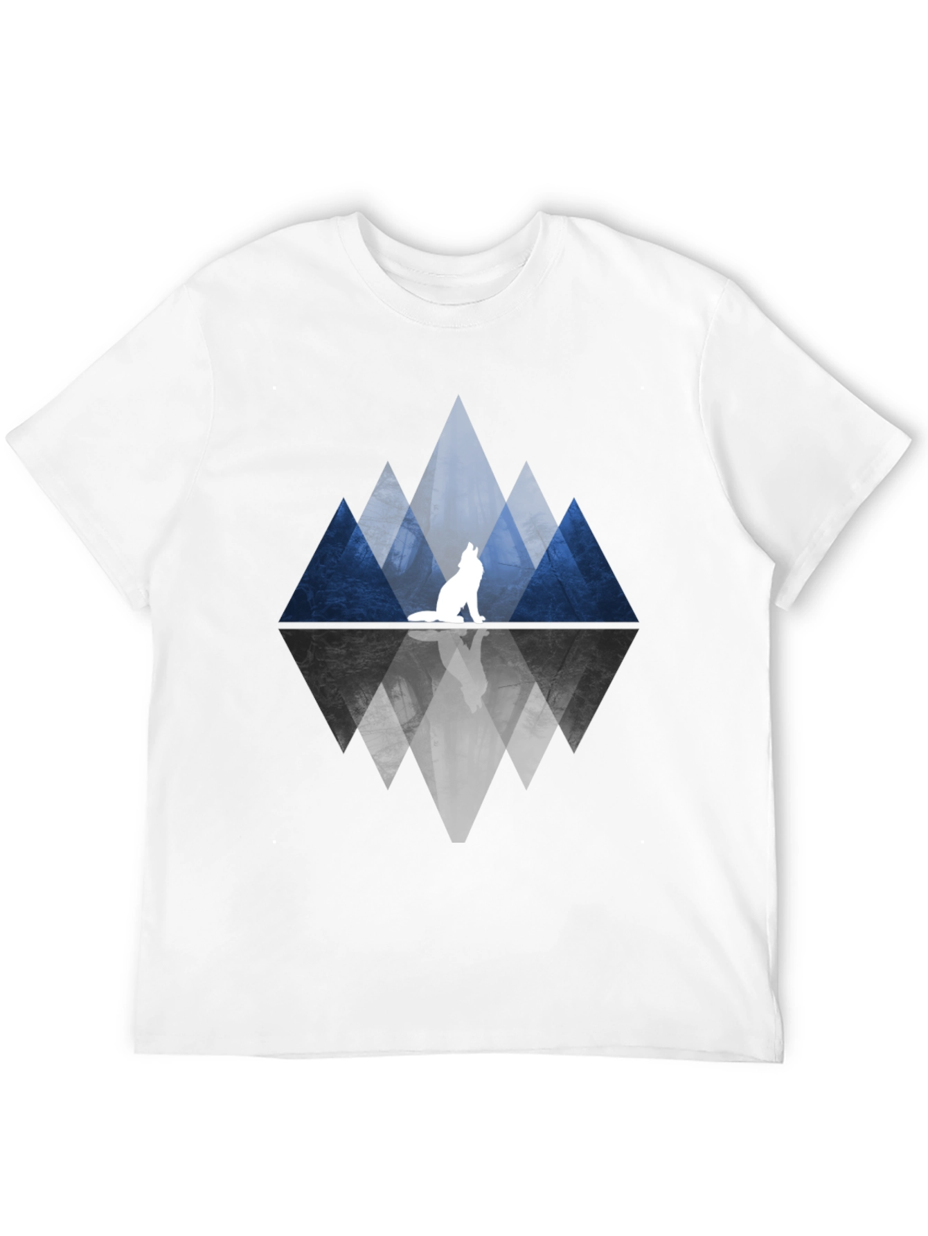 Wolf & Mountain Reflection Black T-Shirt