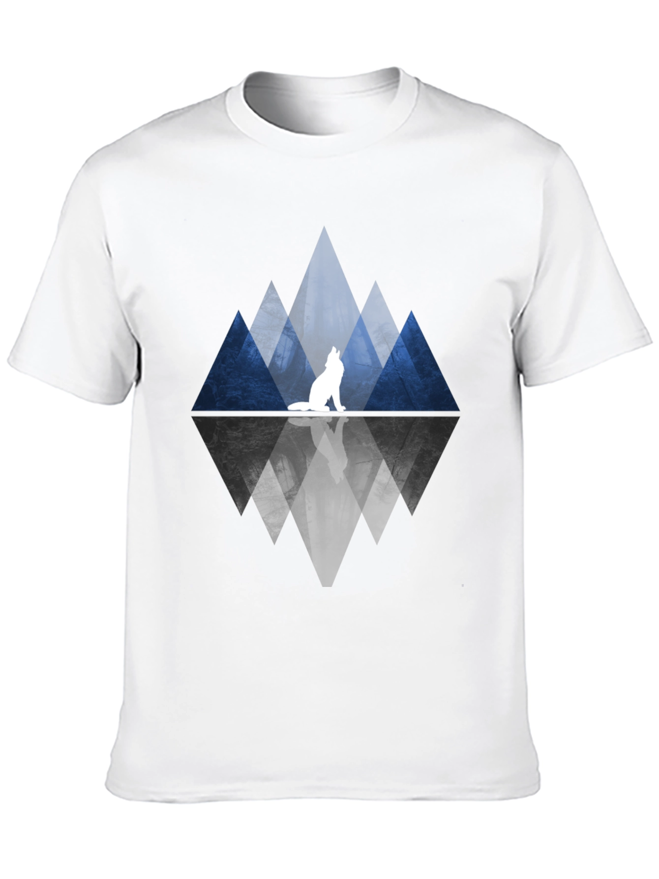 Wolf & Mountain Reflection Black T-Shirt