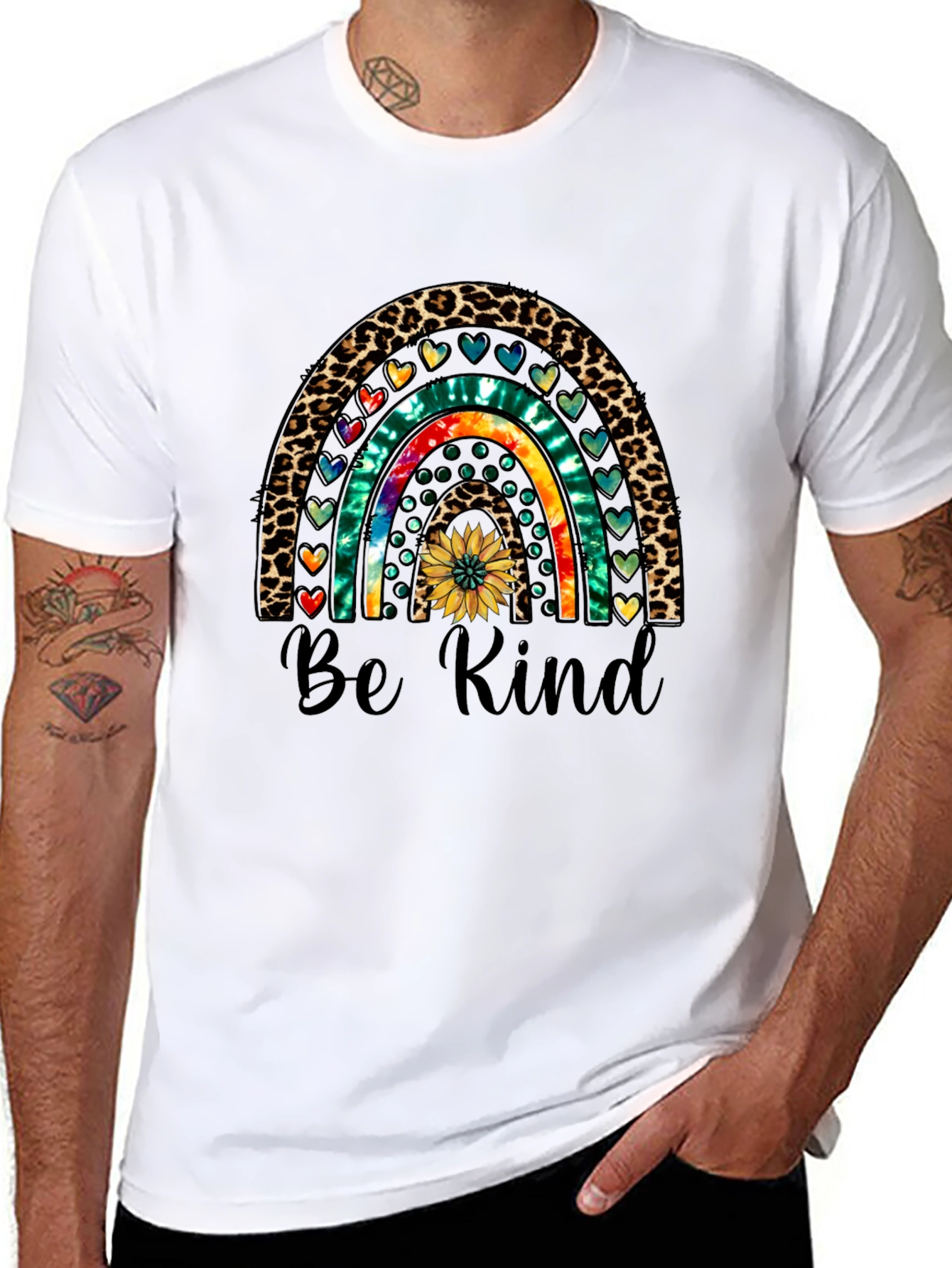 Be Kind Rainbow Graphic Tee - Casual Comfort