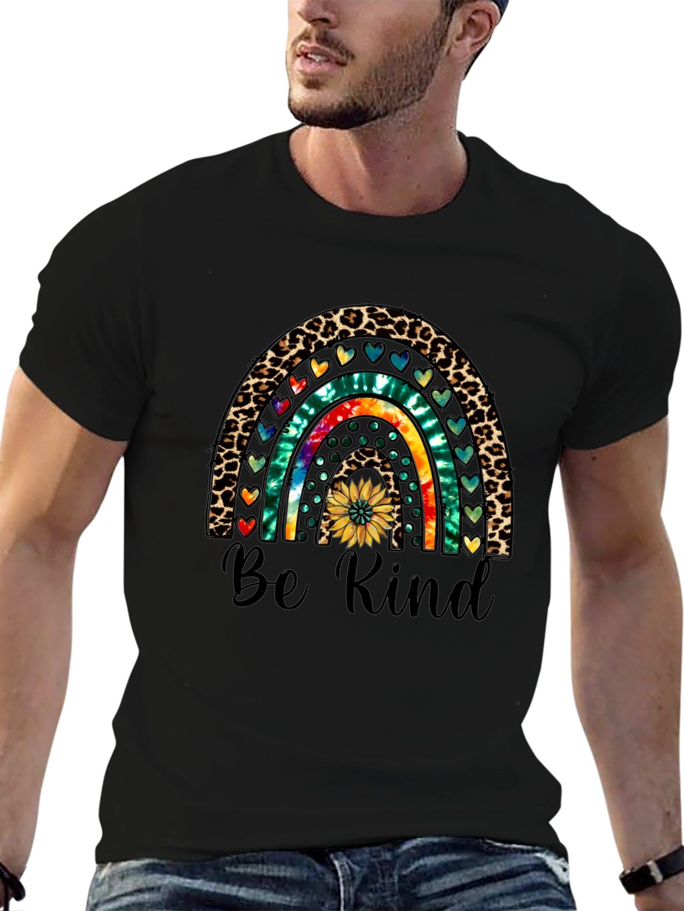 Be Kind Rainbow Graphic Tee - Casual Comfort