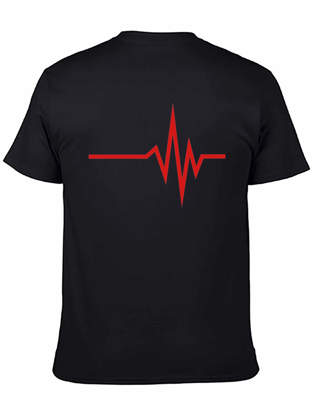 Red Heartbeat Graphic Black T-Shirt