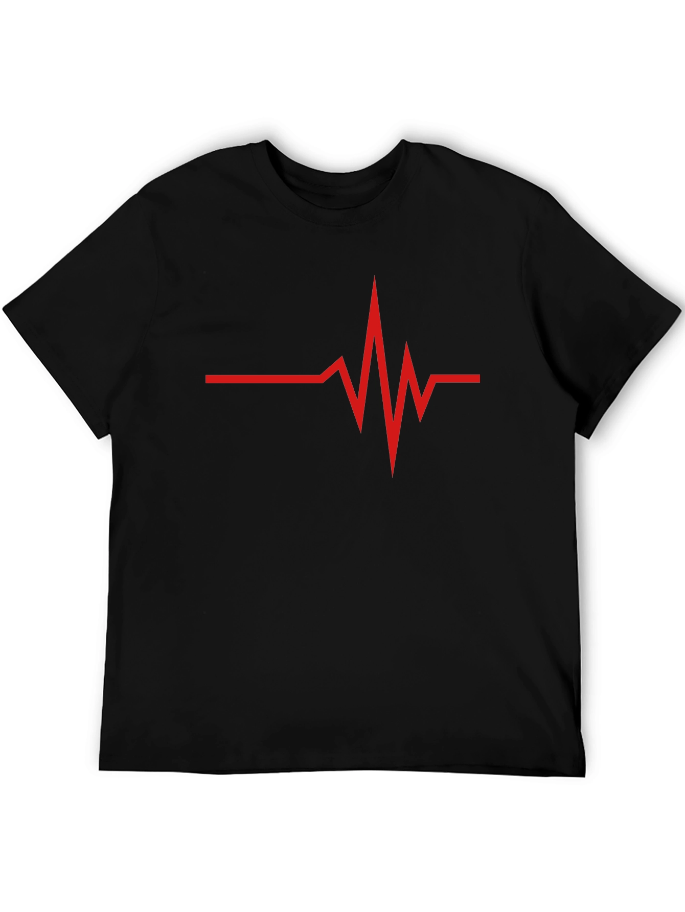 Red Heartbeat Graphic Black T-Shirt