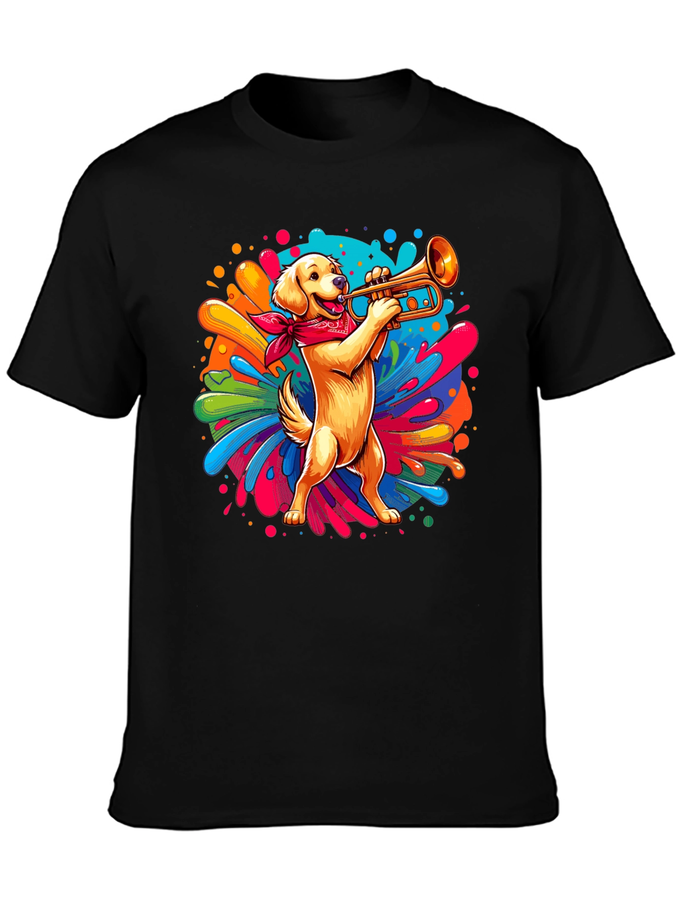 Dog Playing Trumpet Graphic Tee