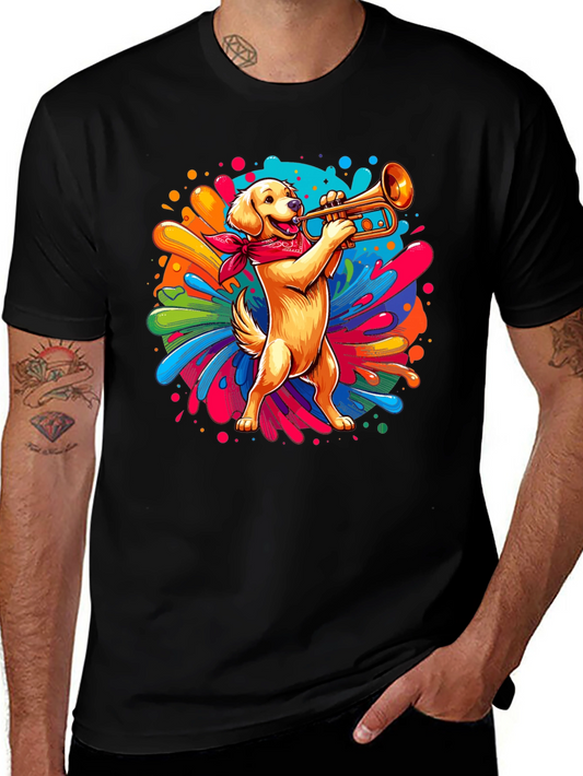 Dog Playing Trumpet Graphic Tee