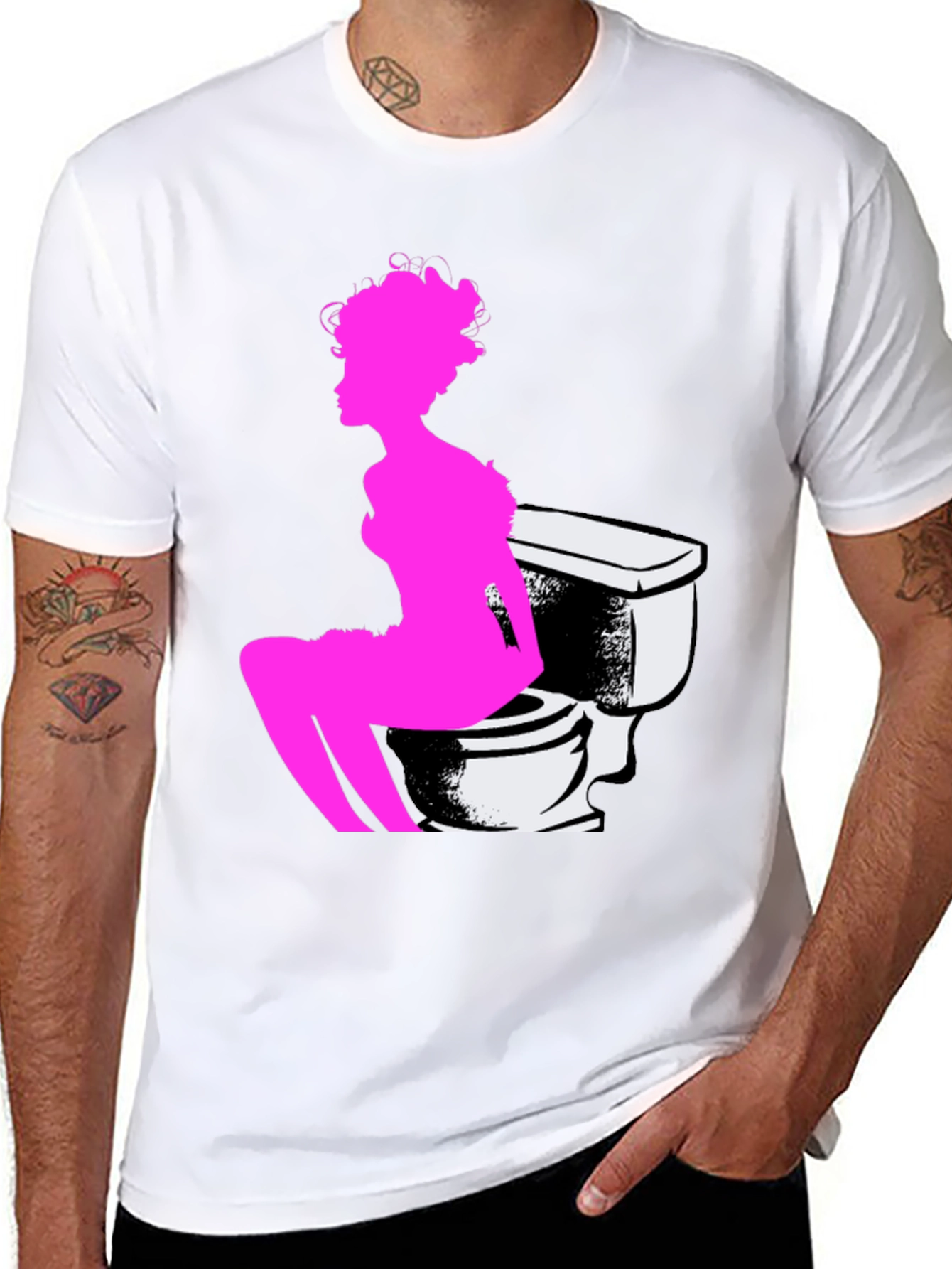 Novelty Graphic Tee: Woman on Toilet Design