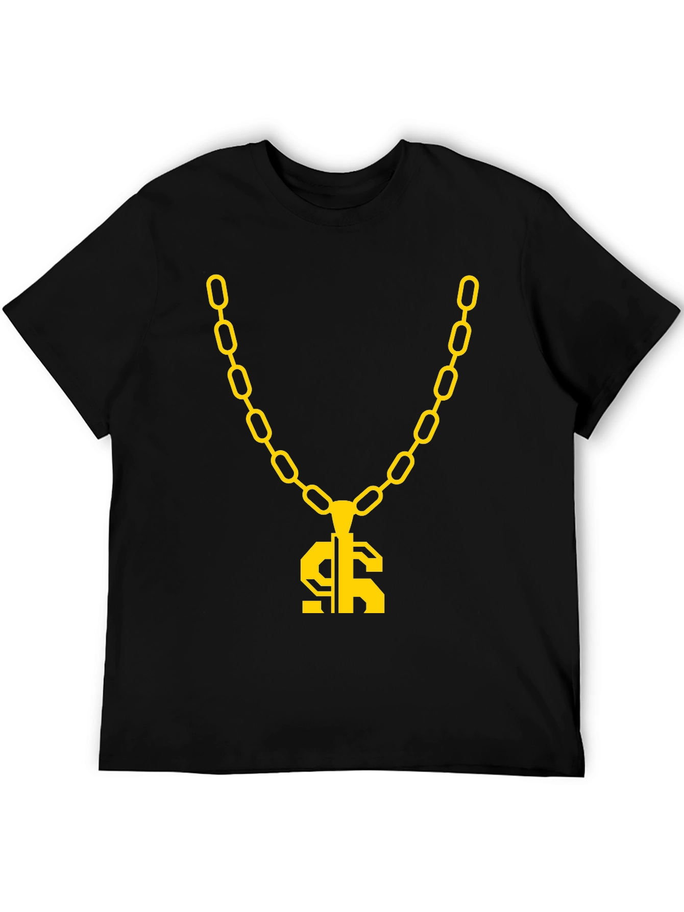 Gold Chain Dollar Sign Black Graphic Tee
