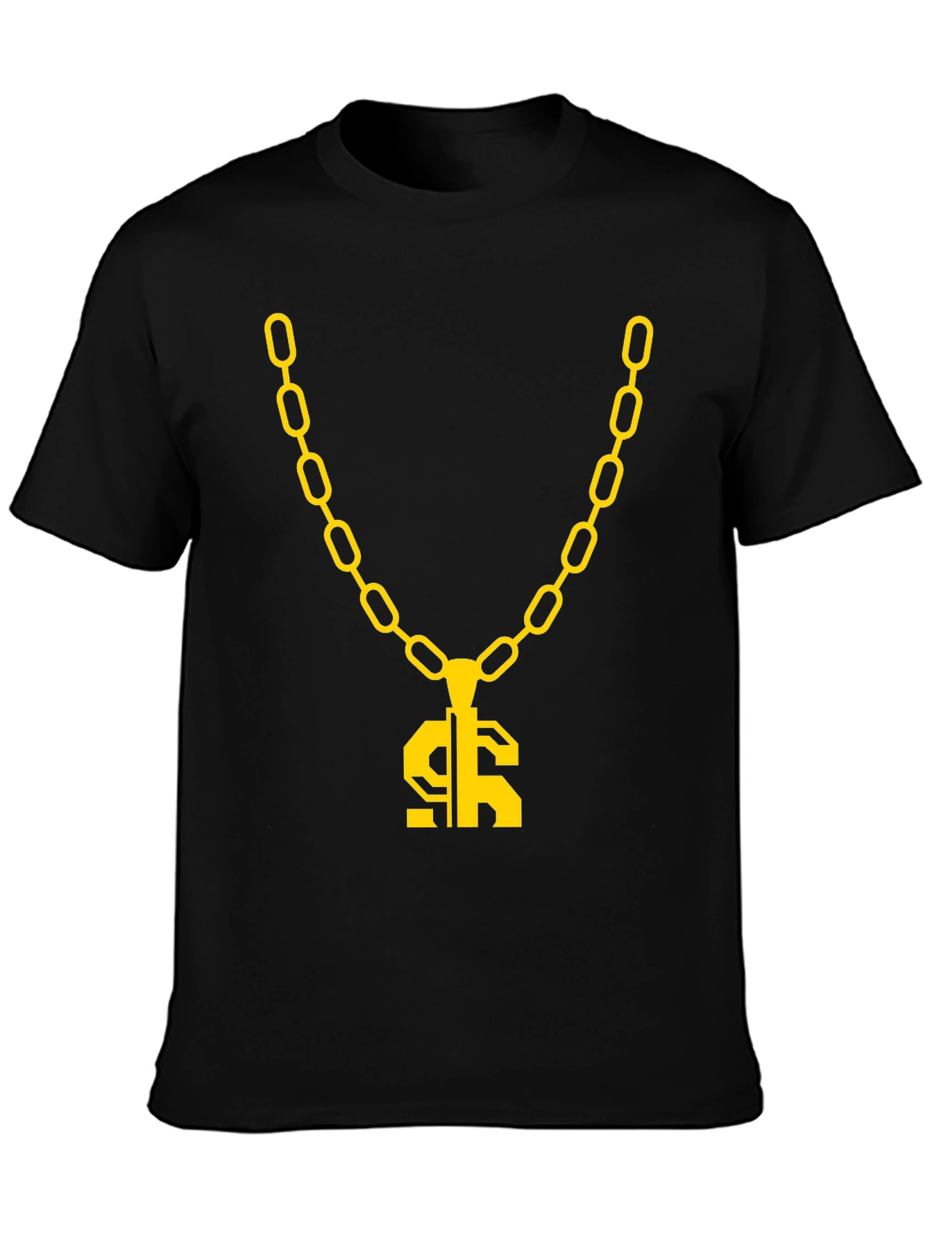 Gold Chain Dollar Sign Black Graphic Tee