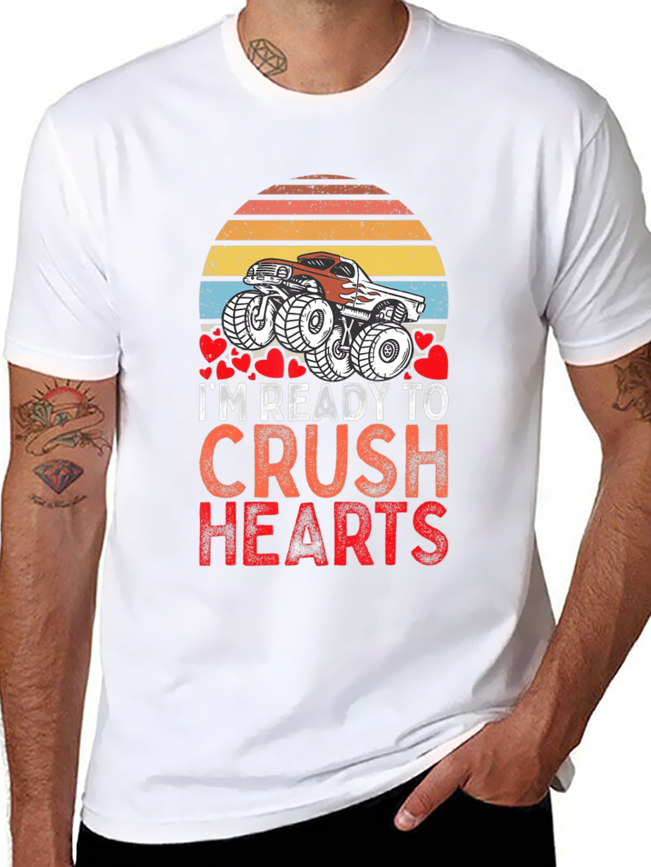 Ready to Crush Hearts Valentines Monster Truck T-Shirt