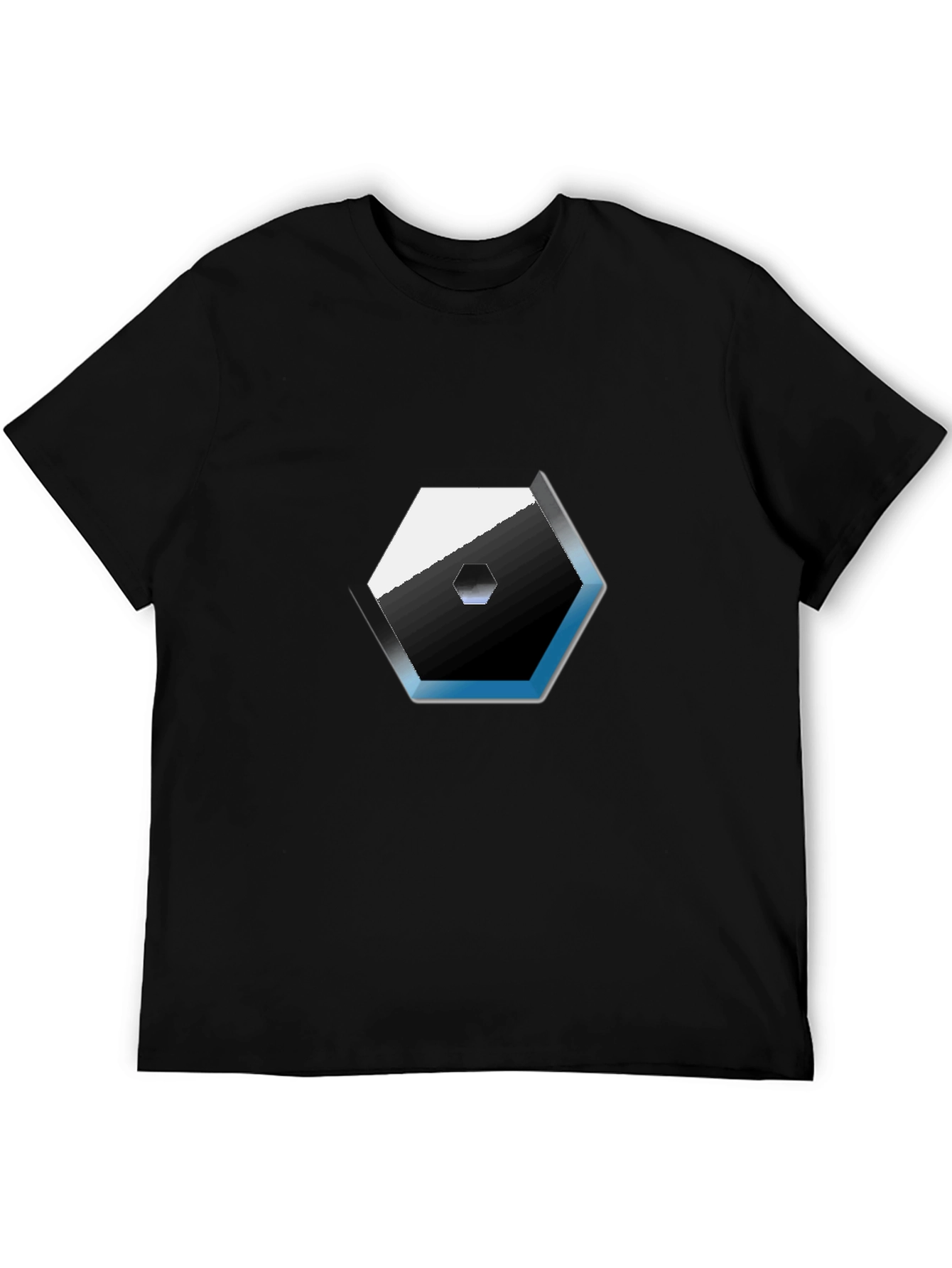 Modern Hexagon Graphic Tee - Black Cotton Blend