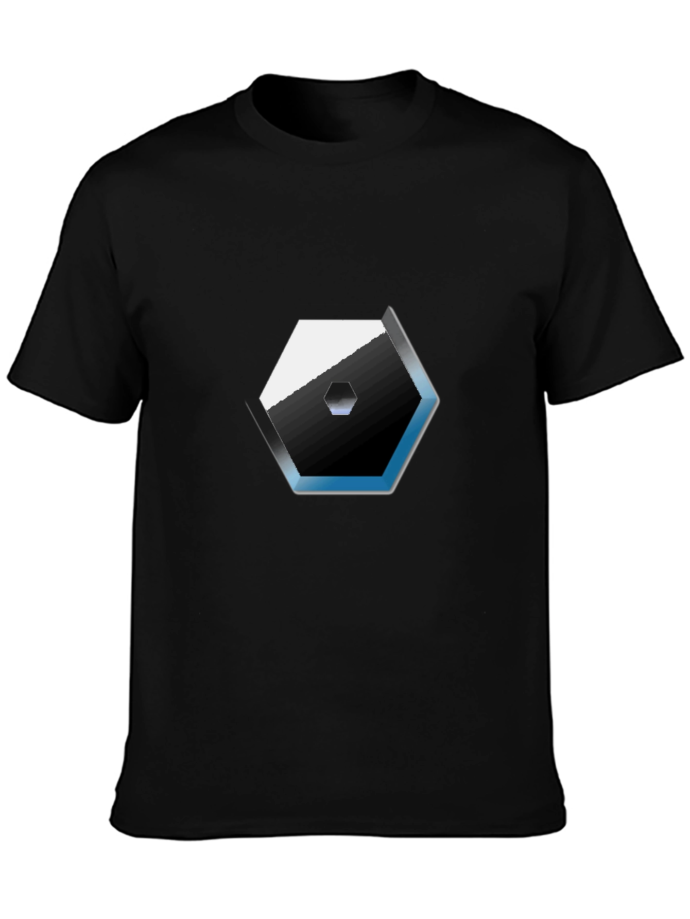 Modern Hexagon Graphic Tee - Black Cotton Blend