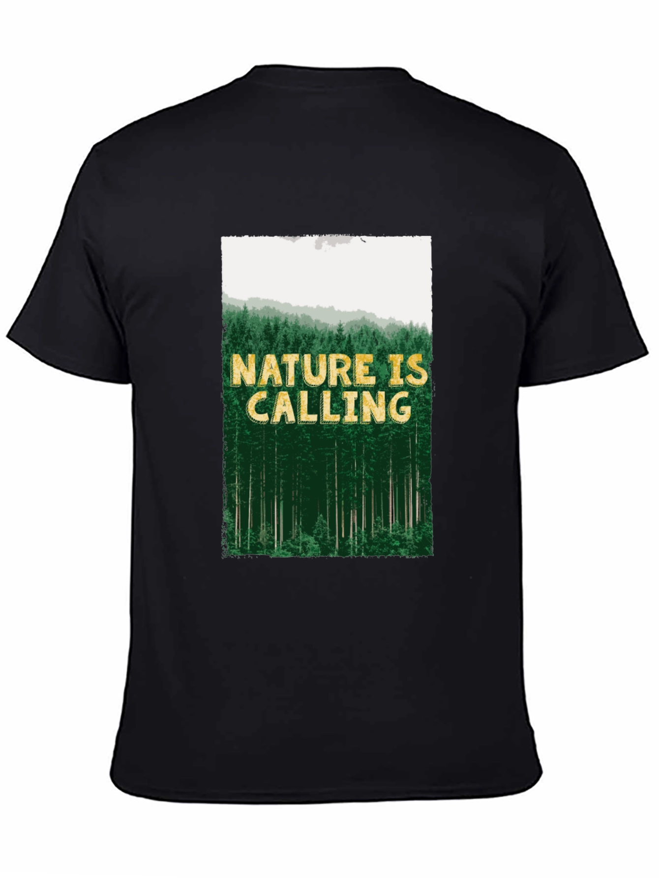 Nature is Calling Mens Black Graphic Tee