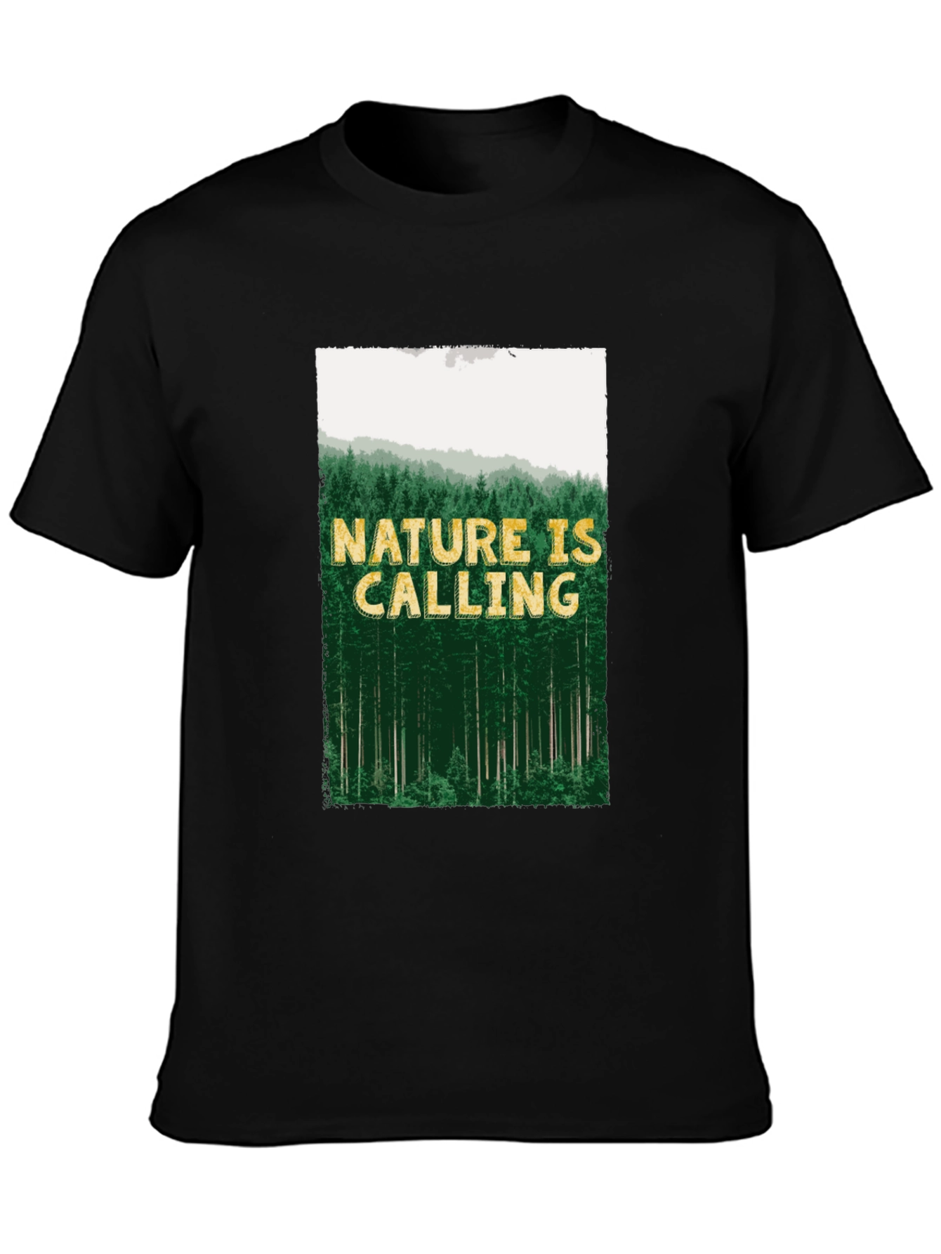 Nature is Calling Mens Black Graphic Tee