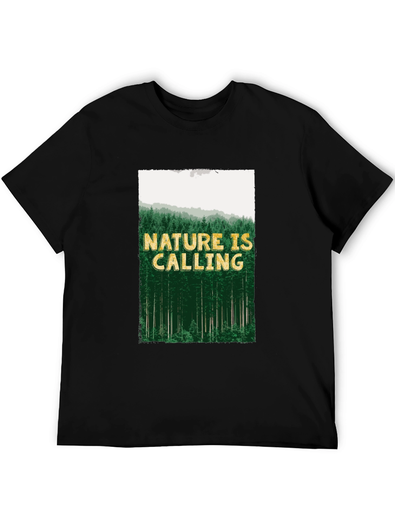 Nature is Calling Mens Black Graphic Tee