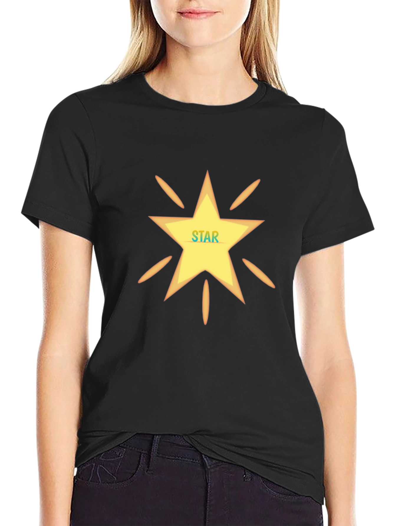 Star Design Black T-Shirt