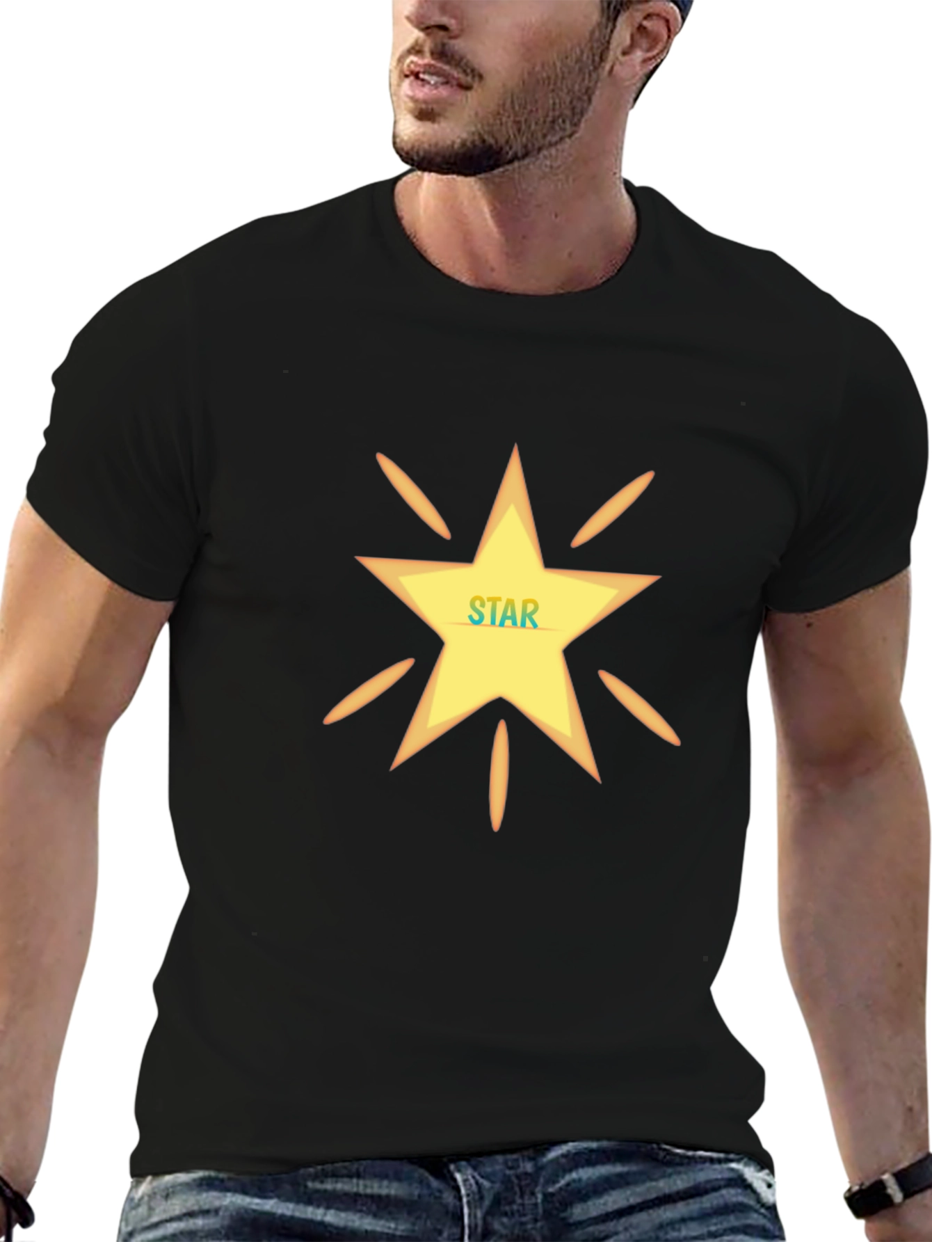 Star Design Black T-Shirt