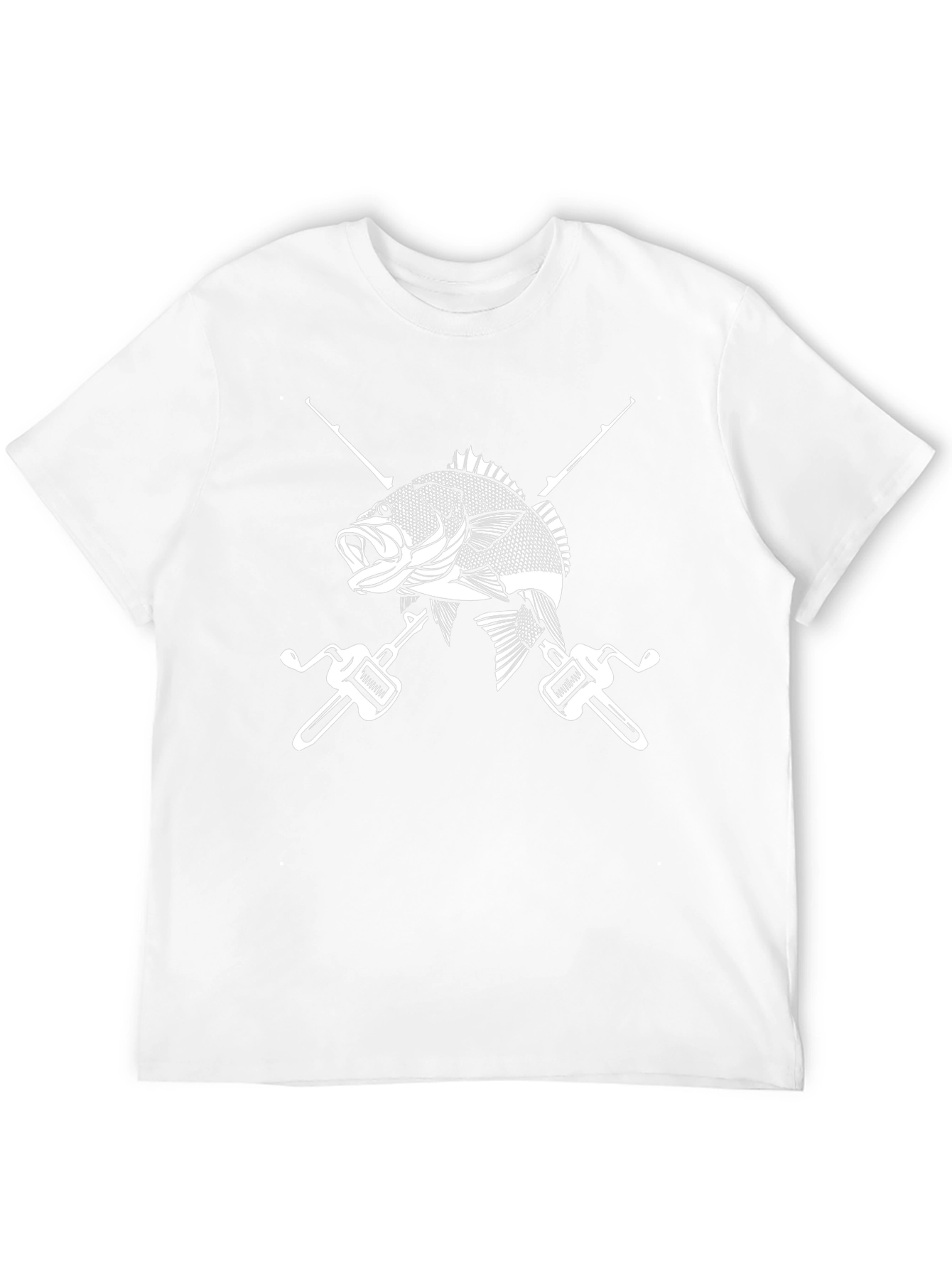 Fishing T-Shirt Black with Fish and Rods Design