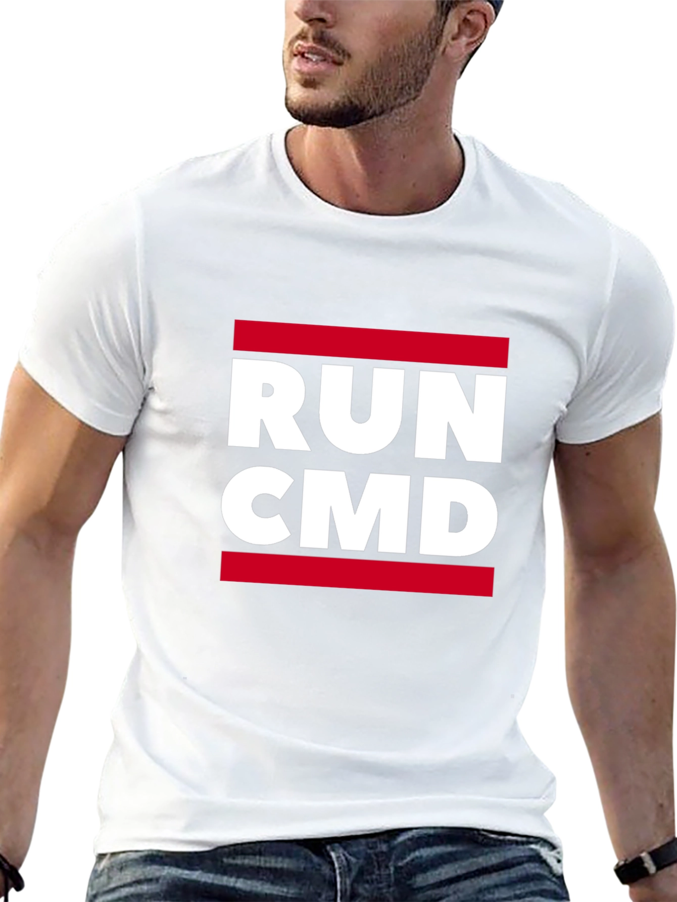 Run CMD Graphic Tee - Black Cotton T-Shirt