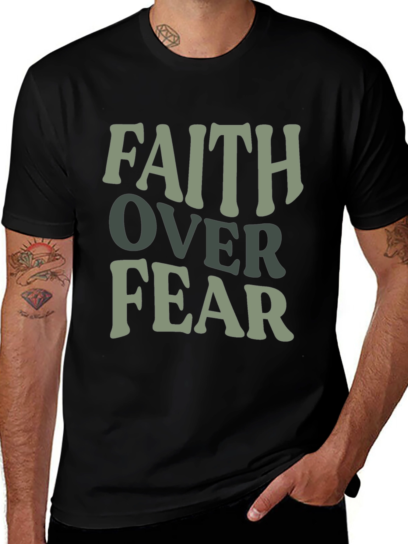 Faith Over Fear Graphic T-Shirt - Mens Black Tee