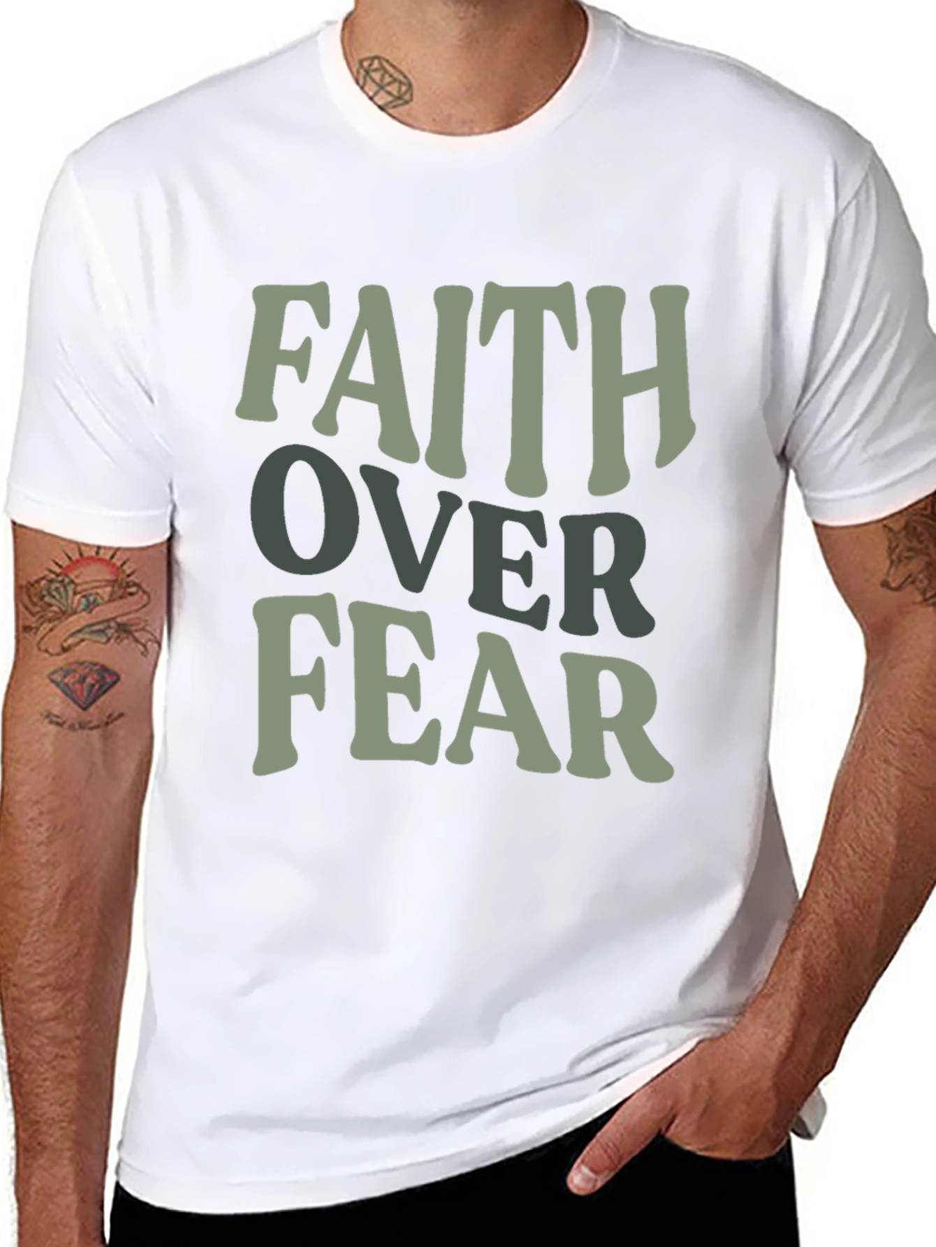Faith Over Fear Graphic T-Shirt - Mens Black Tee