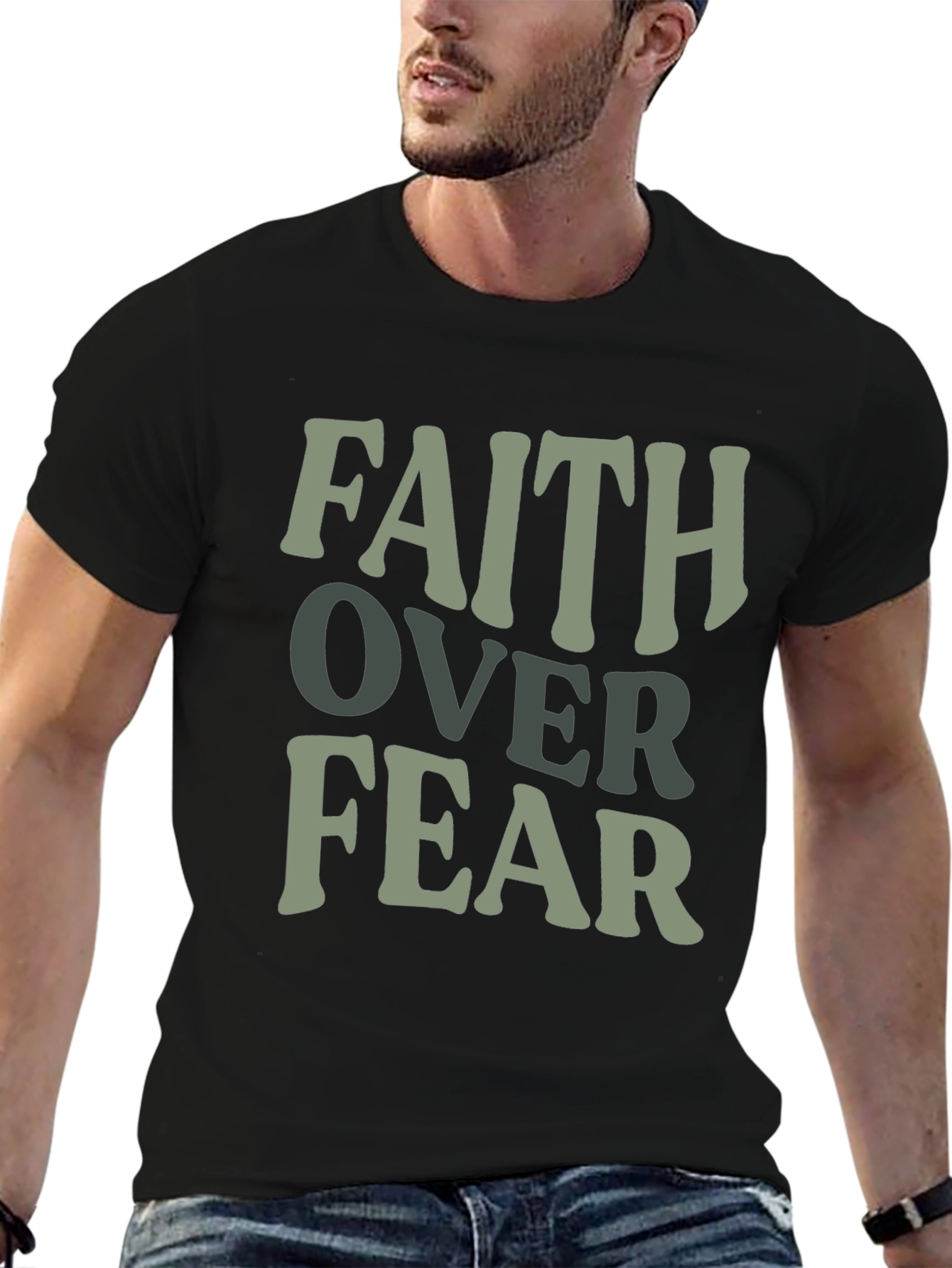 Faith Over Fear Graphic T-Shirt - Mens Black Tee