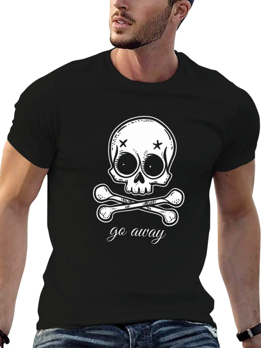 Go Away Skull Graphic Tee - Black Cotton T-Shirt
