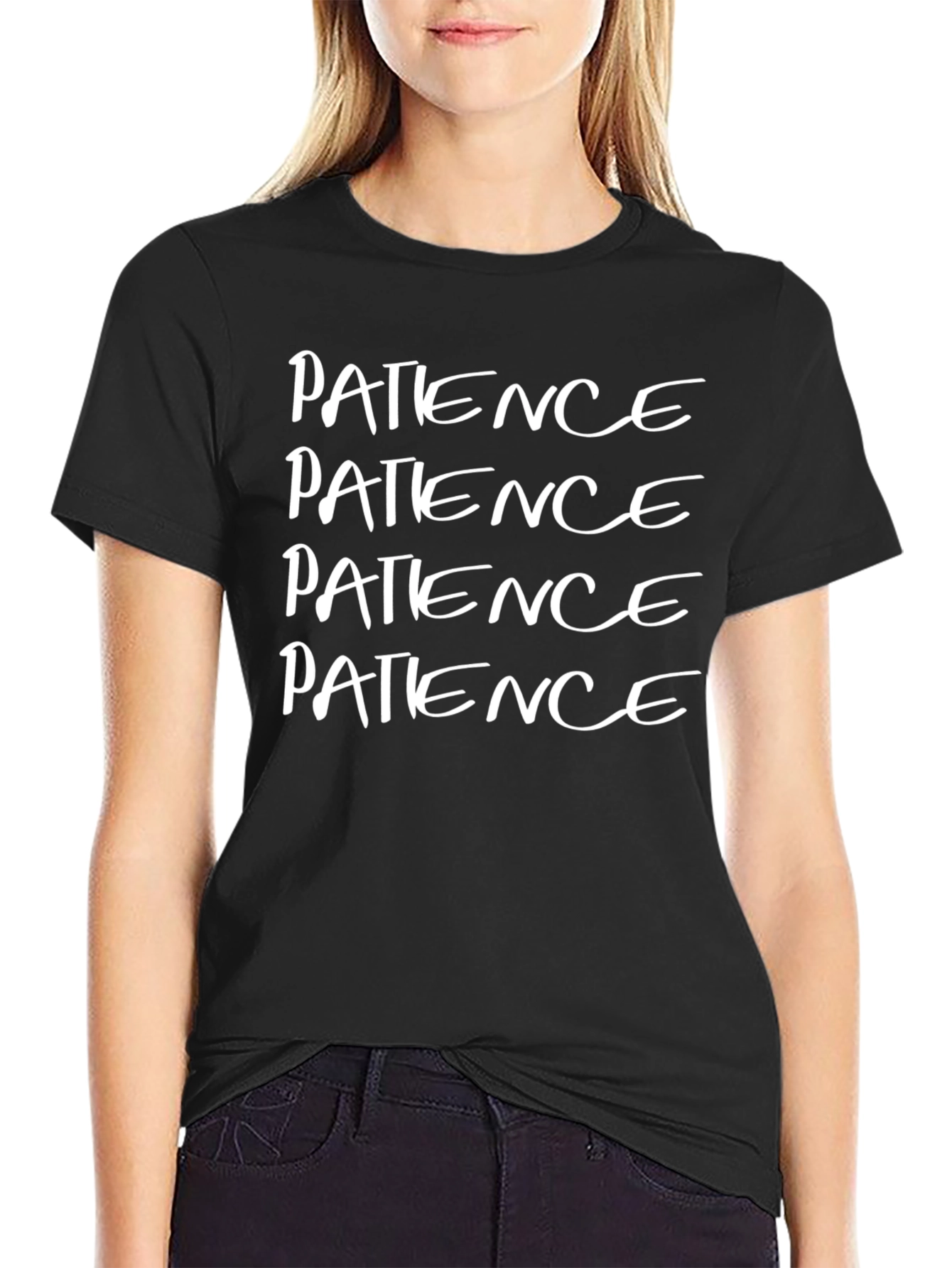 Patience Graphic T-Shirt - Black Casual Tee