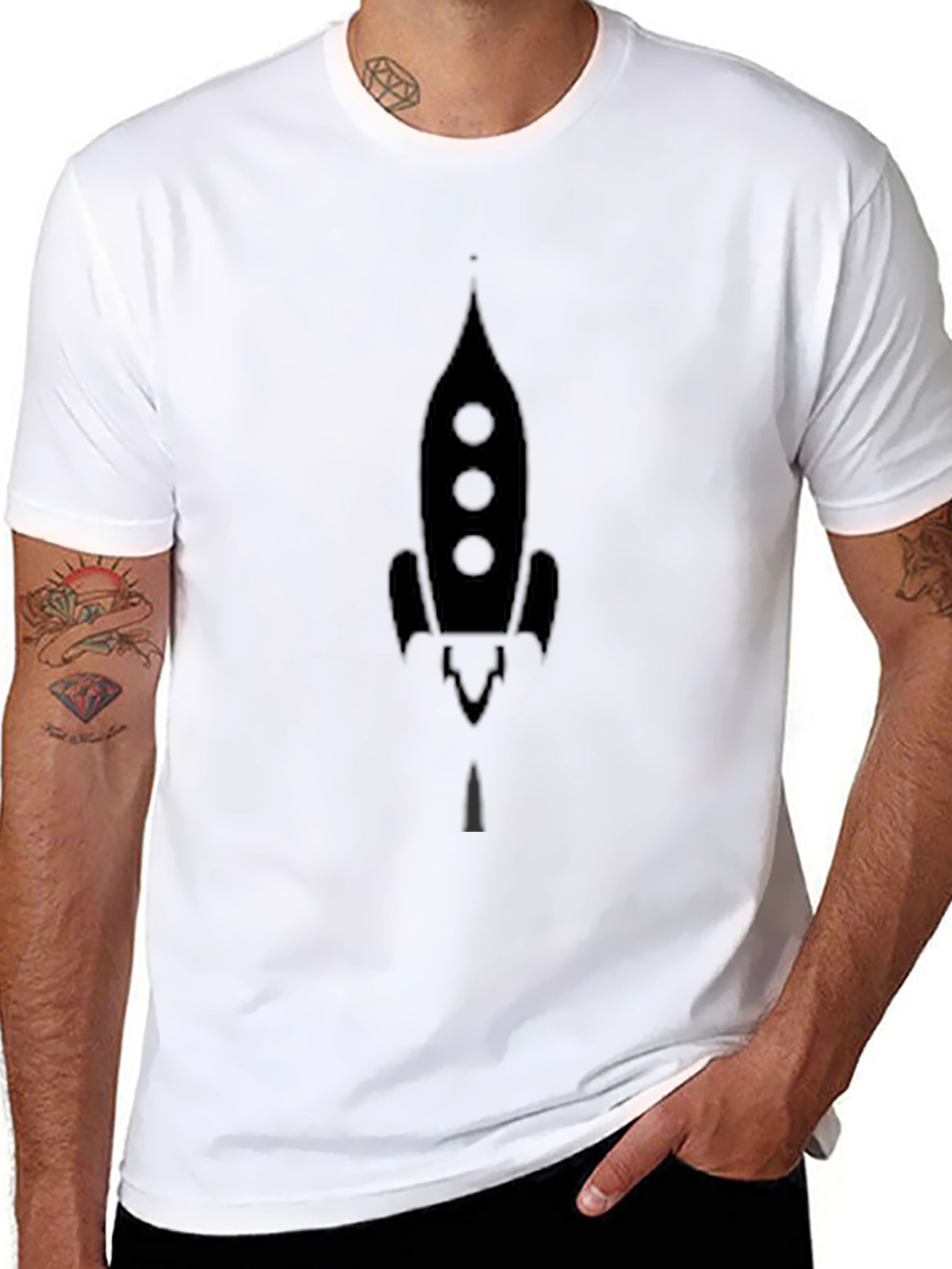 Rocket Graphic Black Tee - Blast Off in Style!
