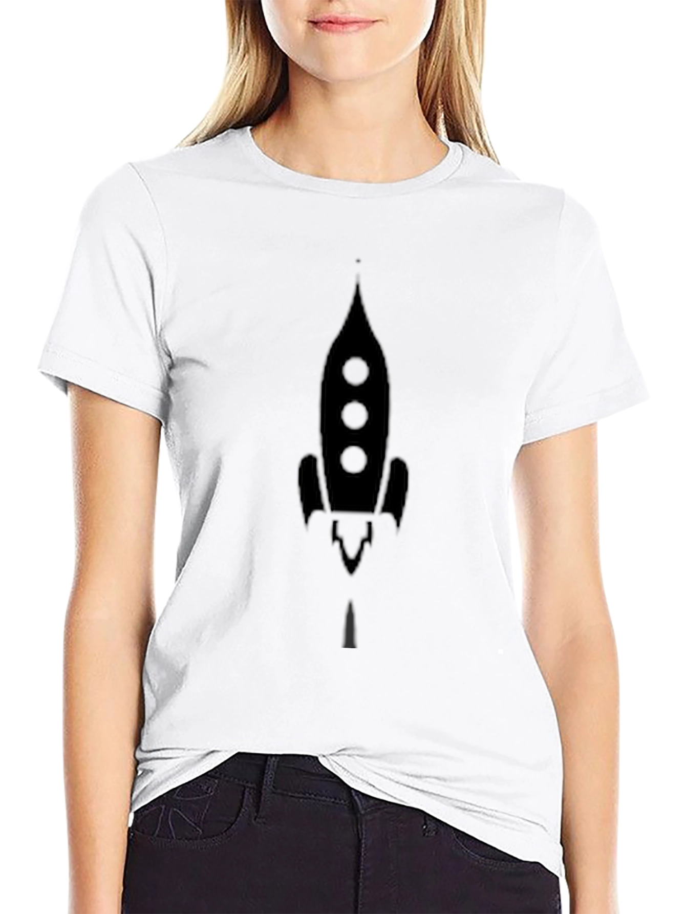 Rocket Graphic Black Tee - Blast Off in Style!