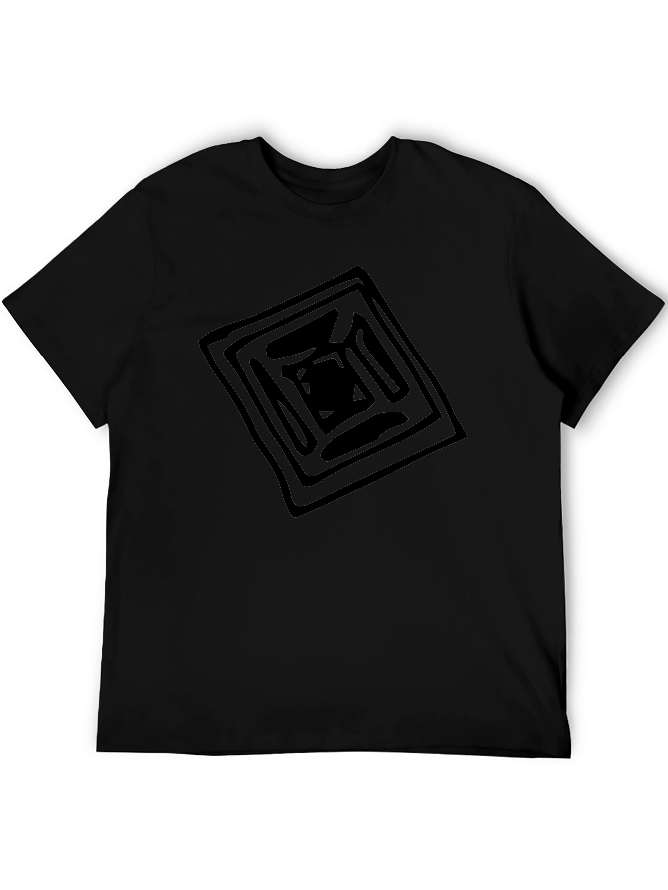 Abstract Square Graphic Tee - Black