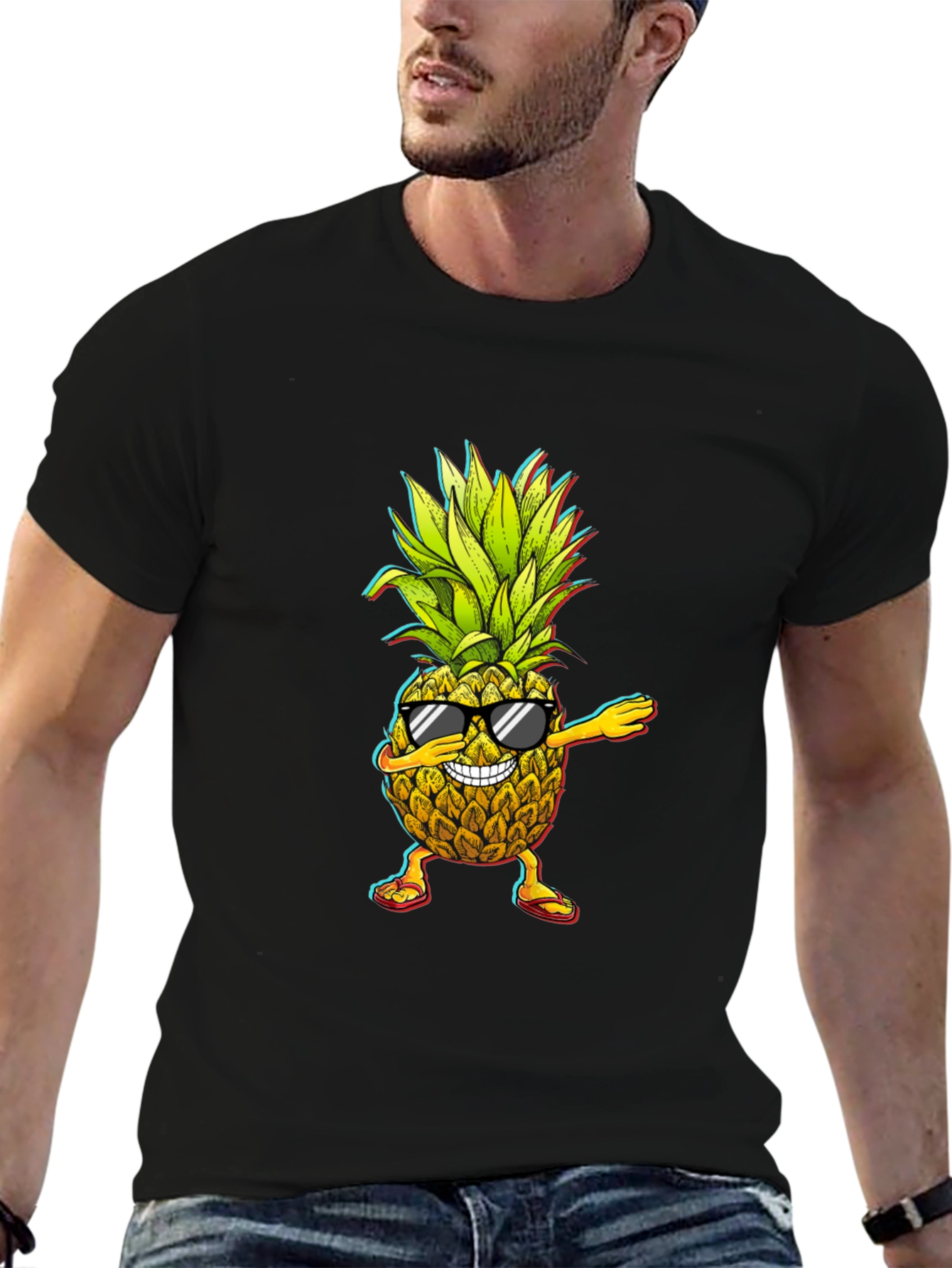 Dabbing Pineapple Graphic Tee - Cool Fruit Design!