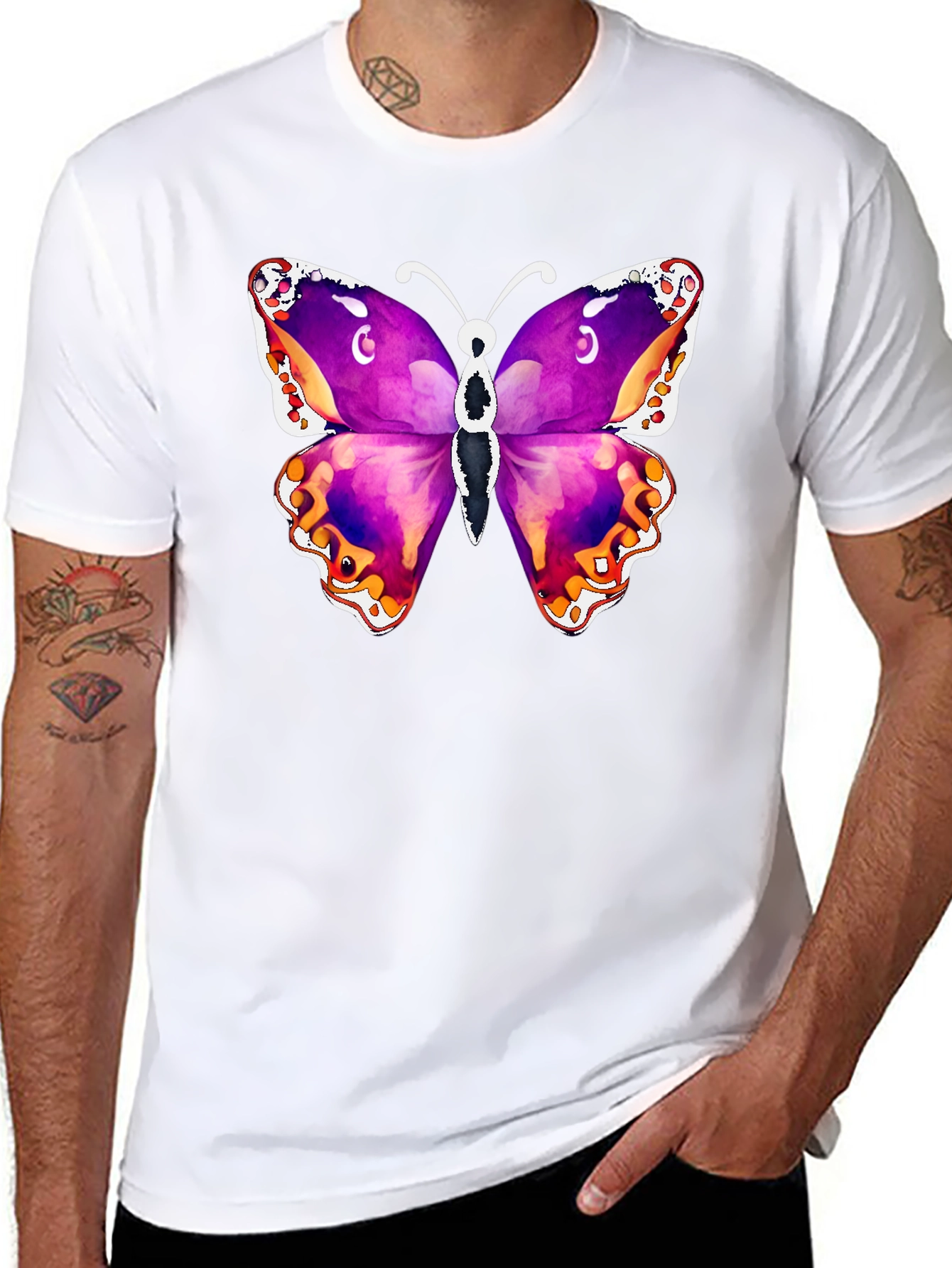Butterfly Graphic Tee - Black Cotton T-Shirt