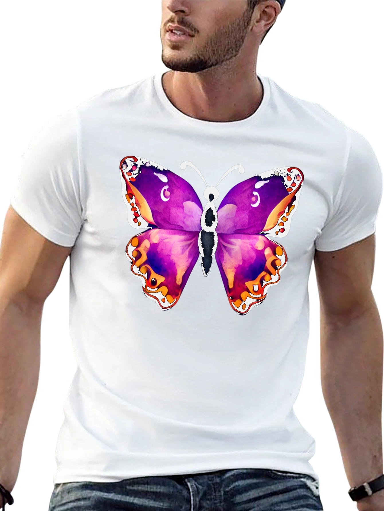 Butterfly Graphic Tee - Black Cotton T-Shirt