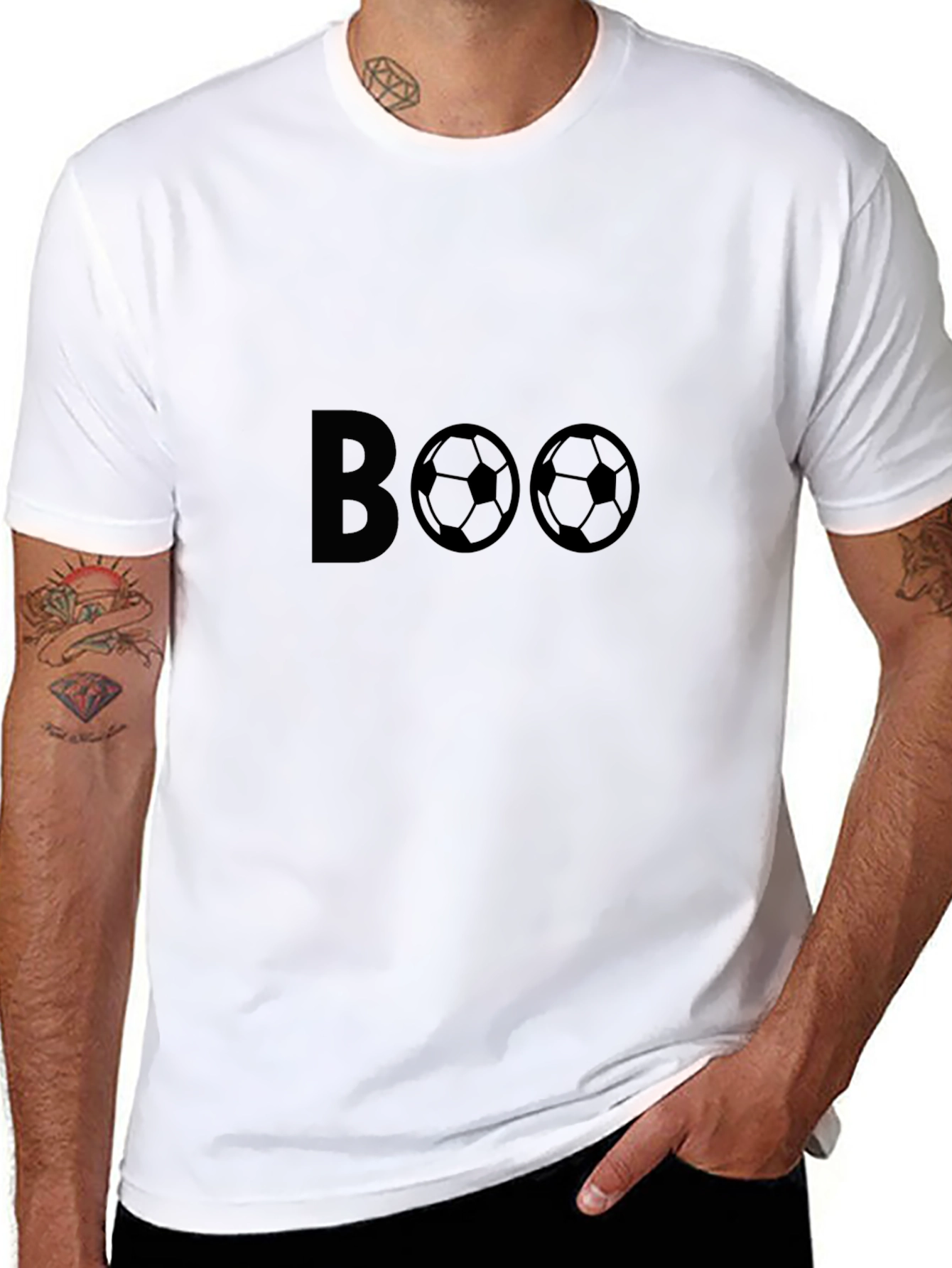 Boo Soccer Graphic Tee - Black Crew Neck T-Shirt