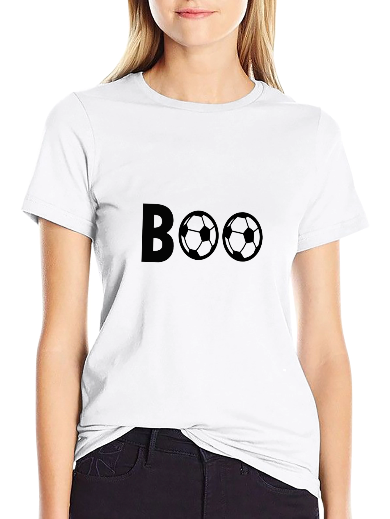 Boo Soccer Graphic Tee - Black Crew Neck T-Shirt