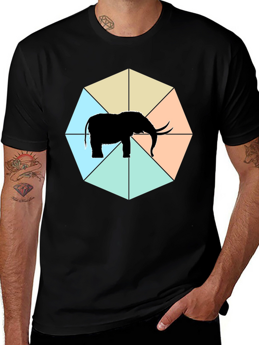 Elephant Octagon Graphic Tee - Stylish Mens Black T-Shirt
