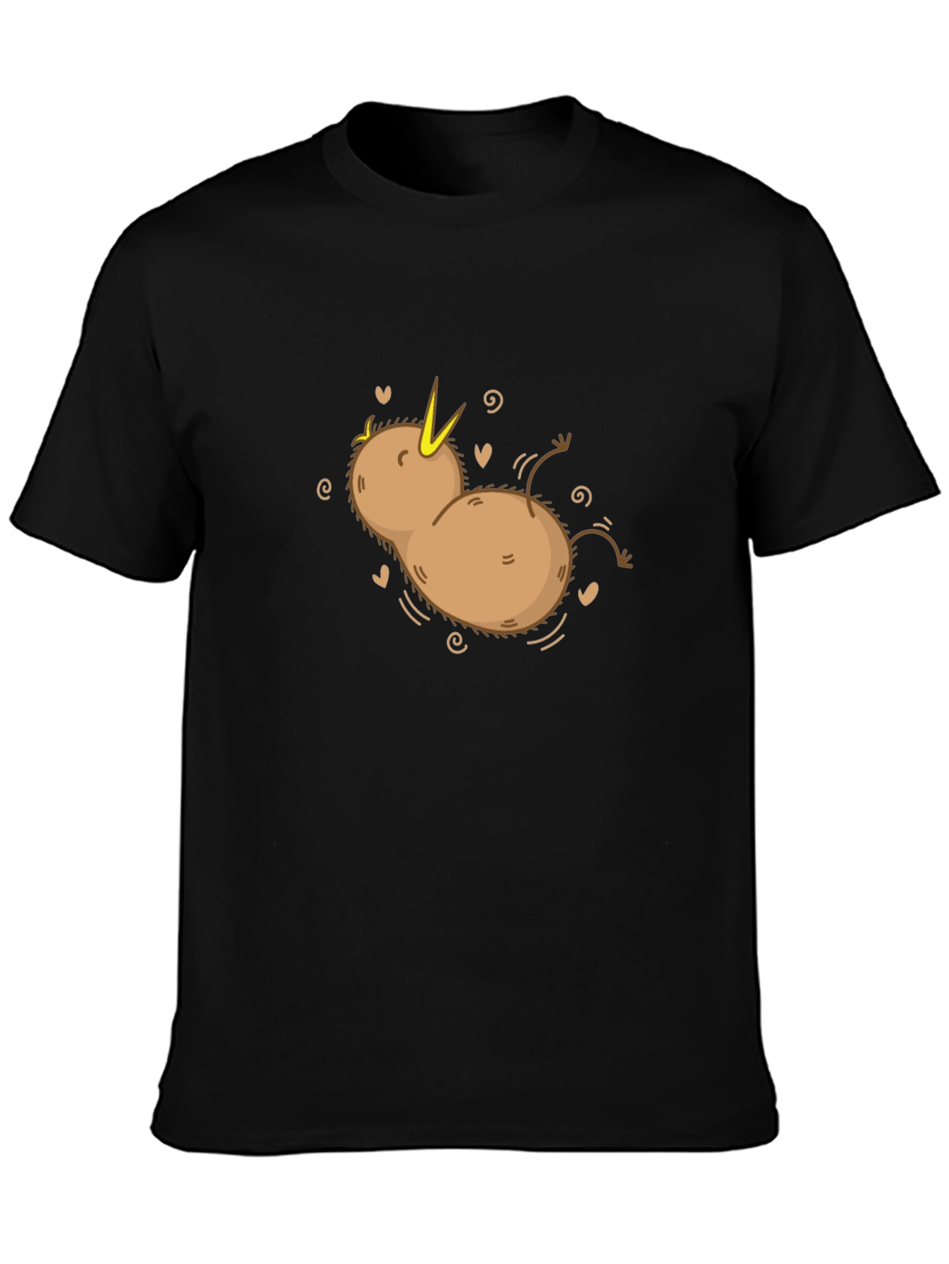 Kiwi Bird Cartoon T-Shirt - Black Cotton Tee