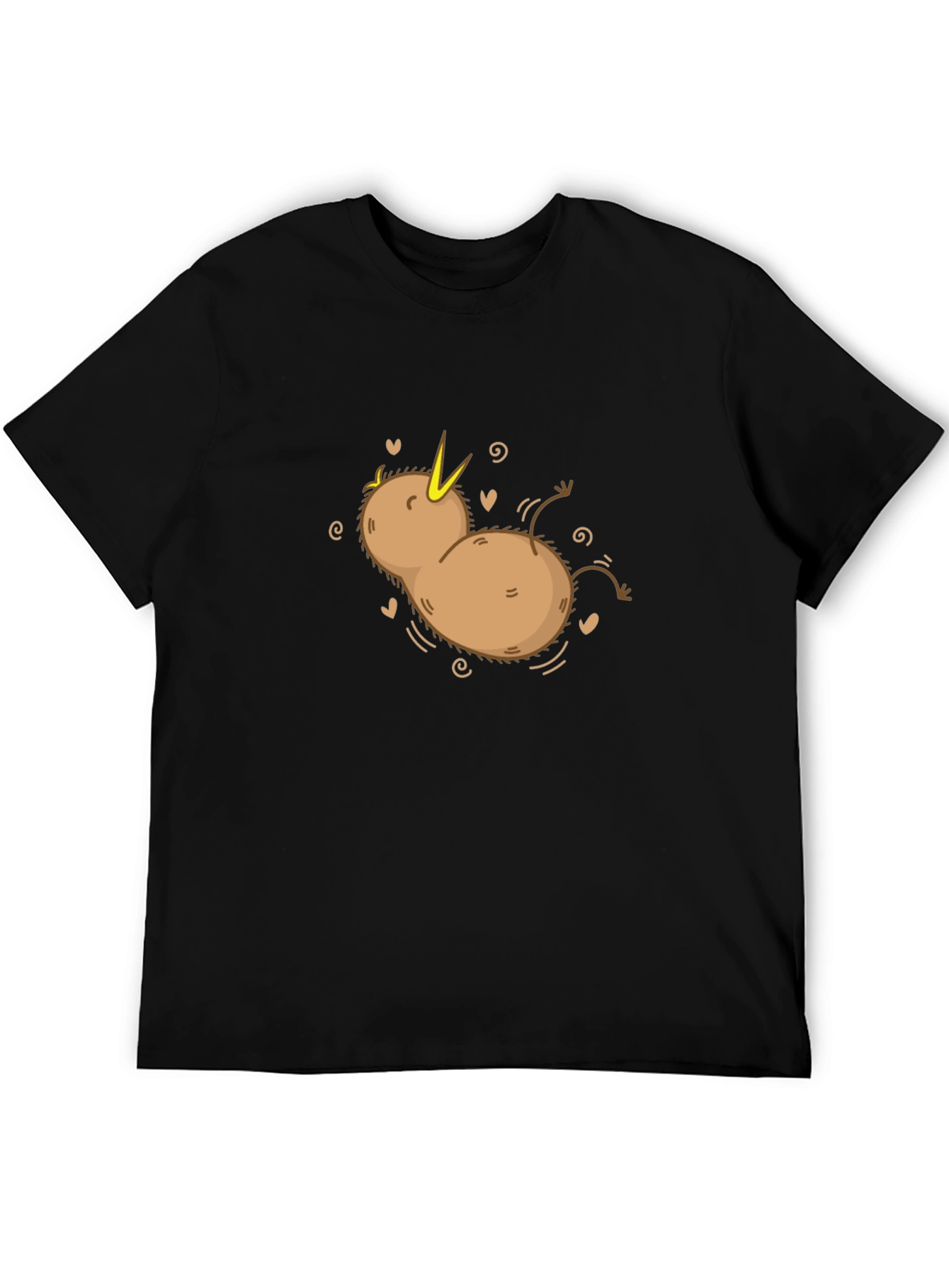 Kiwi Bird Cartoon T-Shirt - Black Cotton Tee