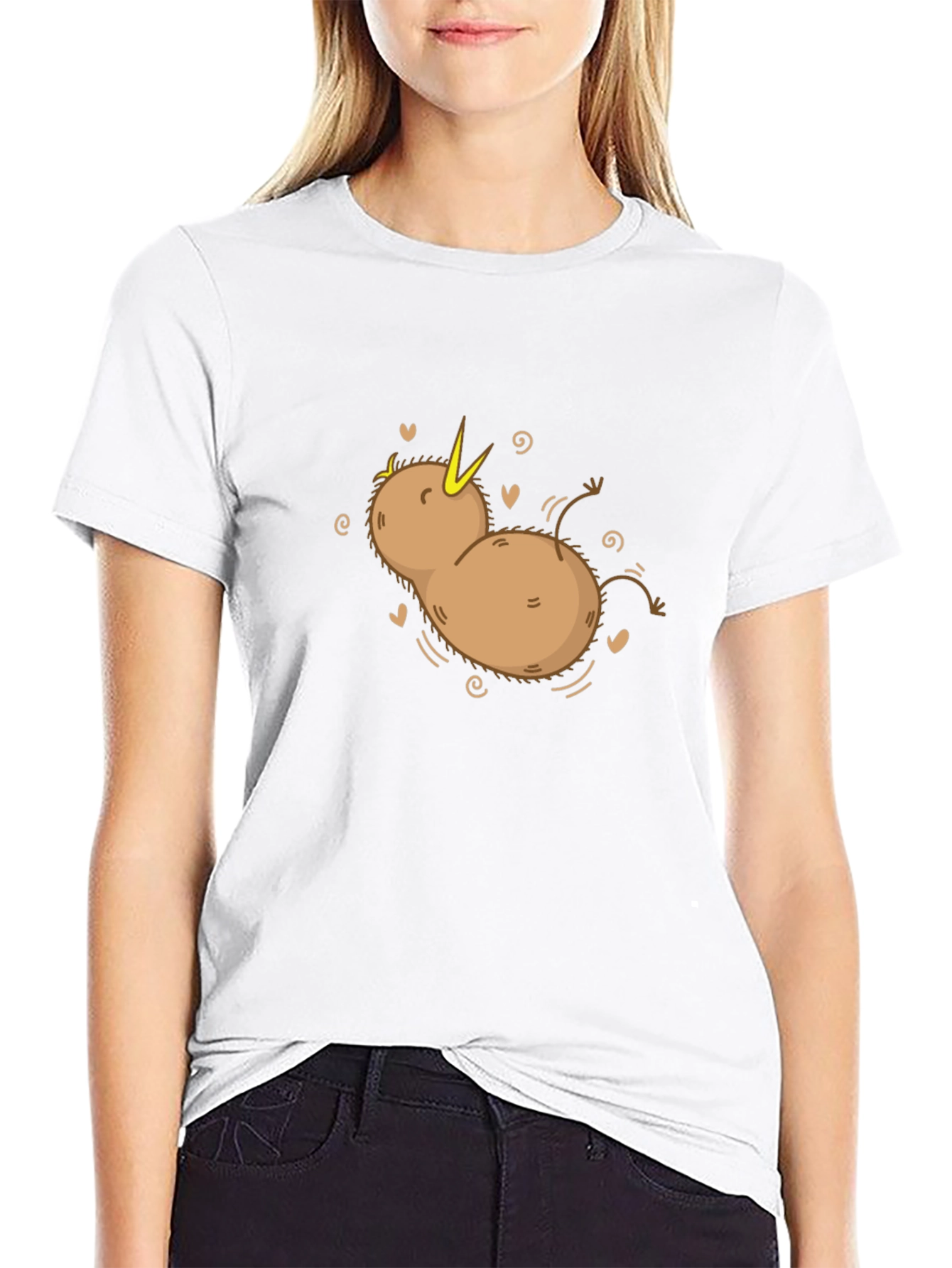 Kiwi Bird Cartoon T-Shirt - Black Cotton Tee
