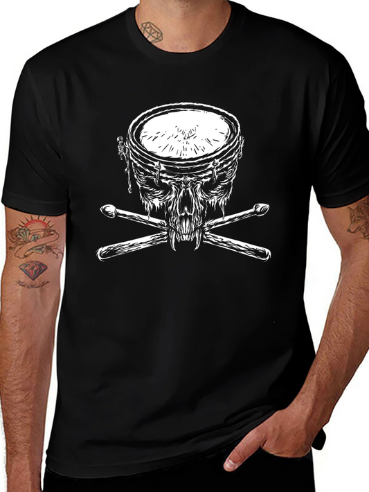 Drum Skull Graphic Tee - Rock & Roll T-Shirt