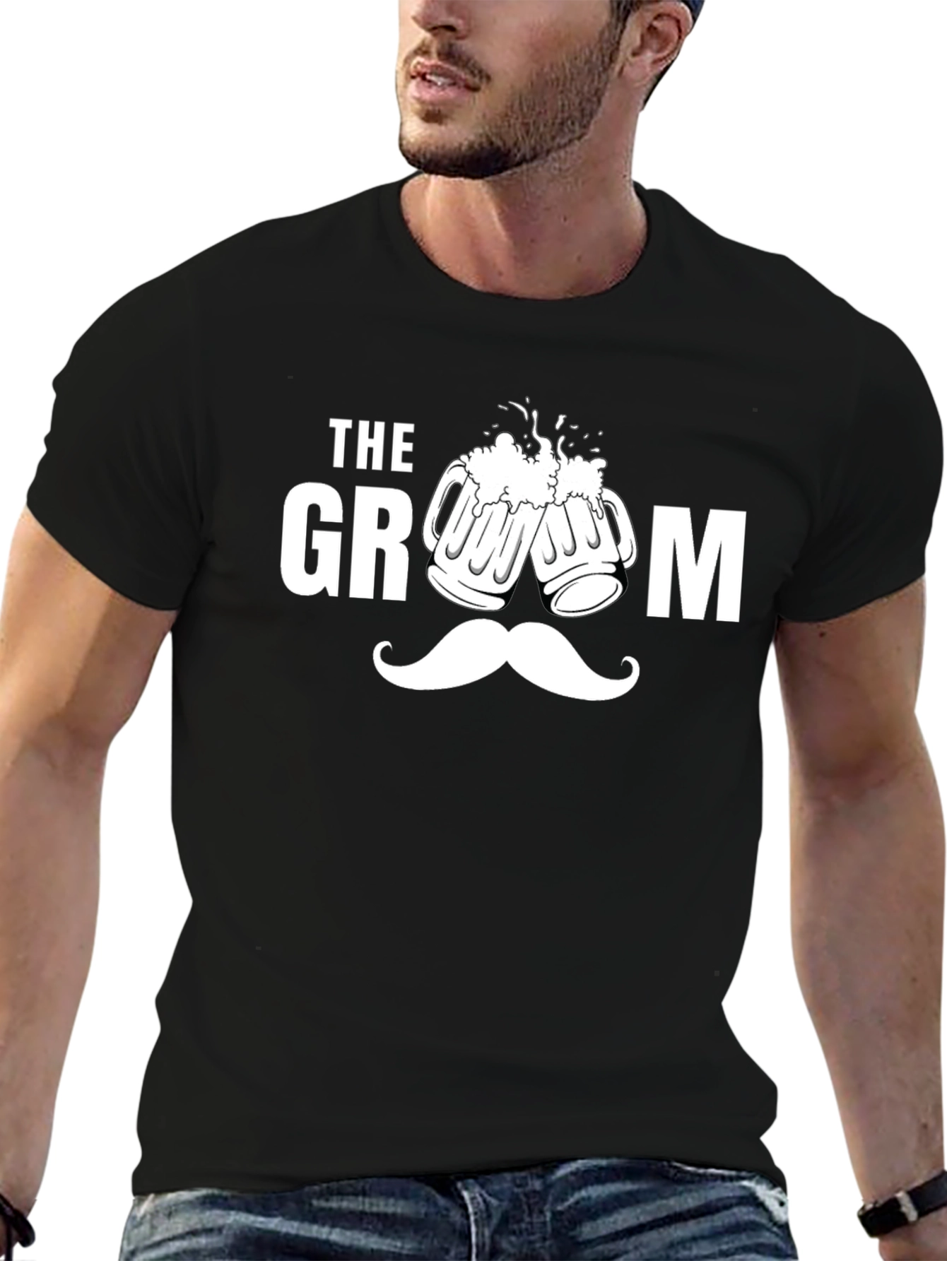 Groom Beer Toast Graphic Black T-Shirt