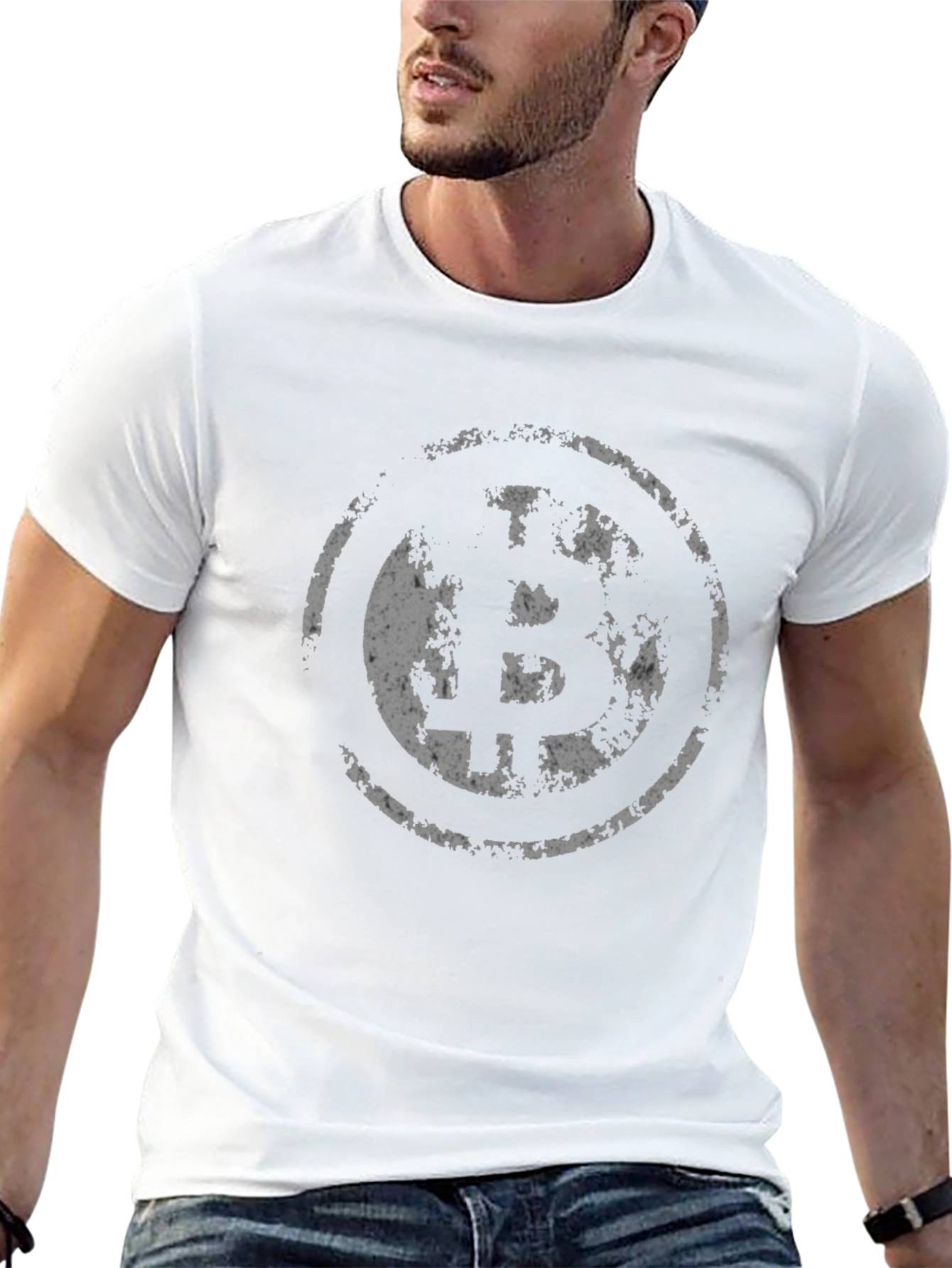 Bitcoin Distressed Logo Black T-Shirt