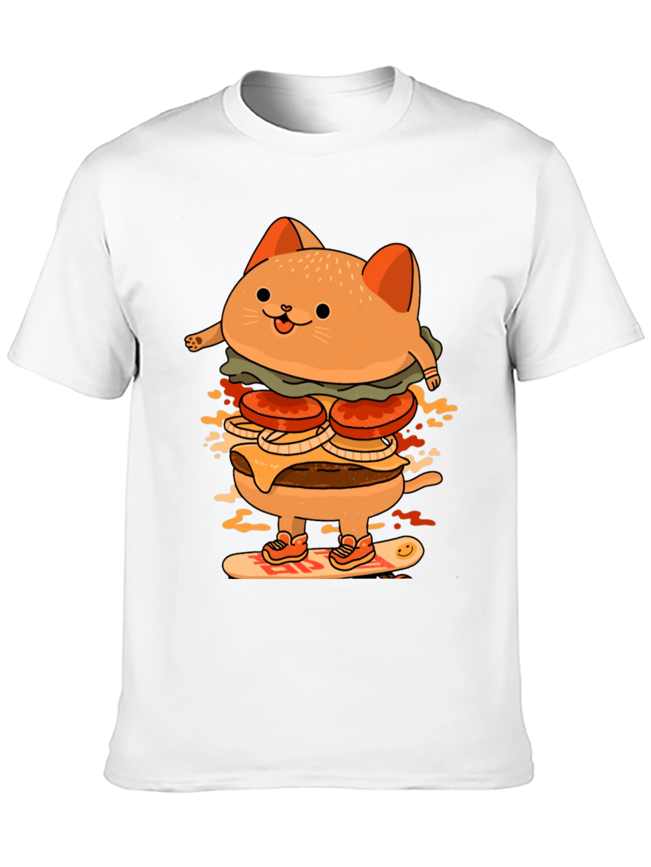 Burger Cat Skateboard Graphic T-Shirt