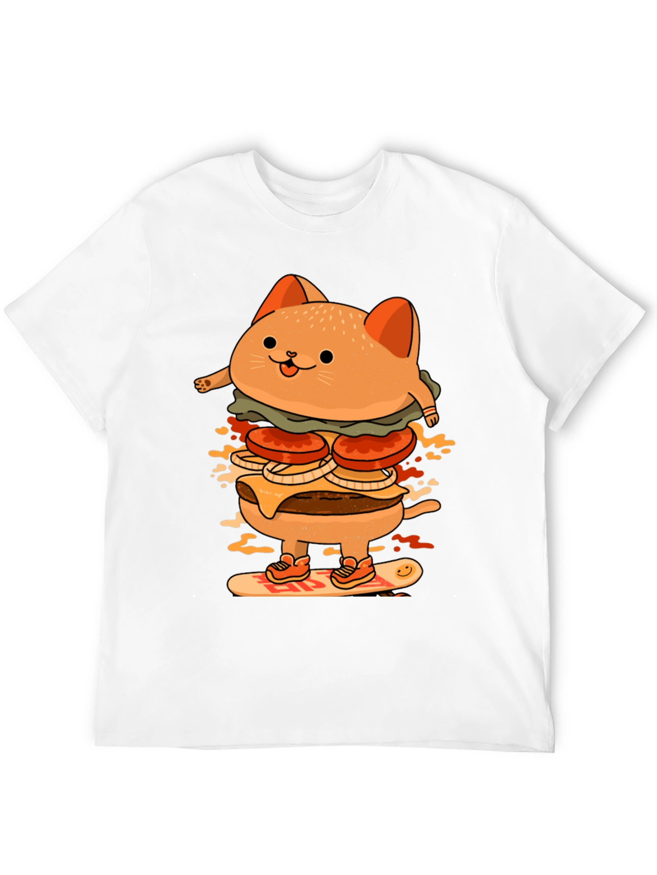 Burger Cat Skateboard Graphic T-Shirt