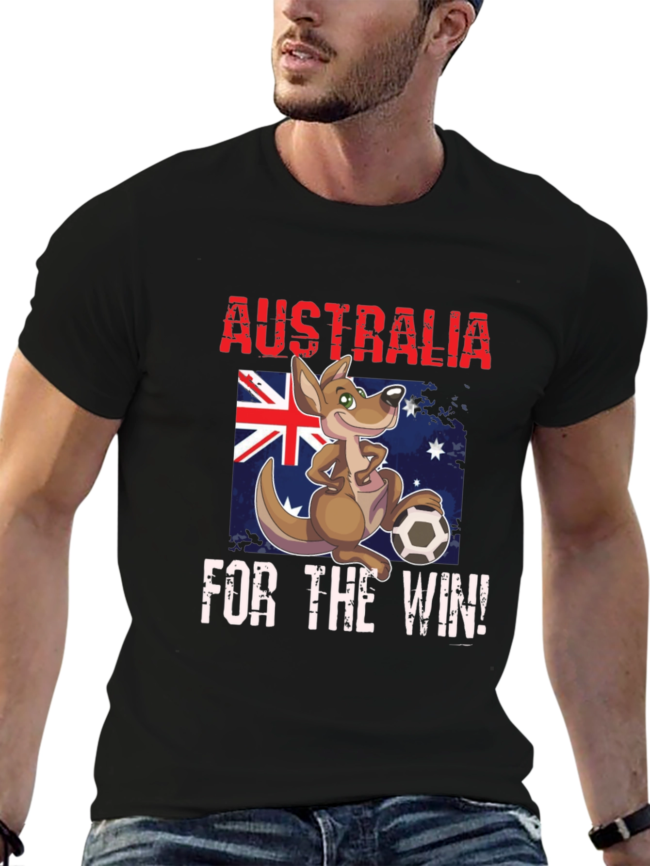 Australia Soccer T-Shirt Kangaroo Cartoon
