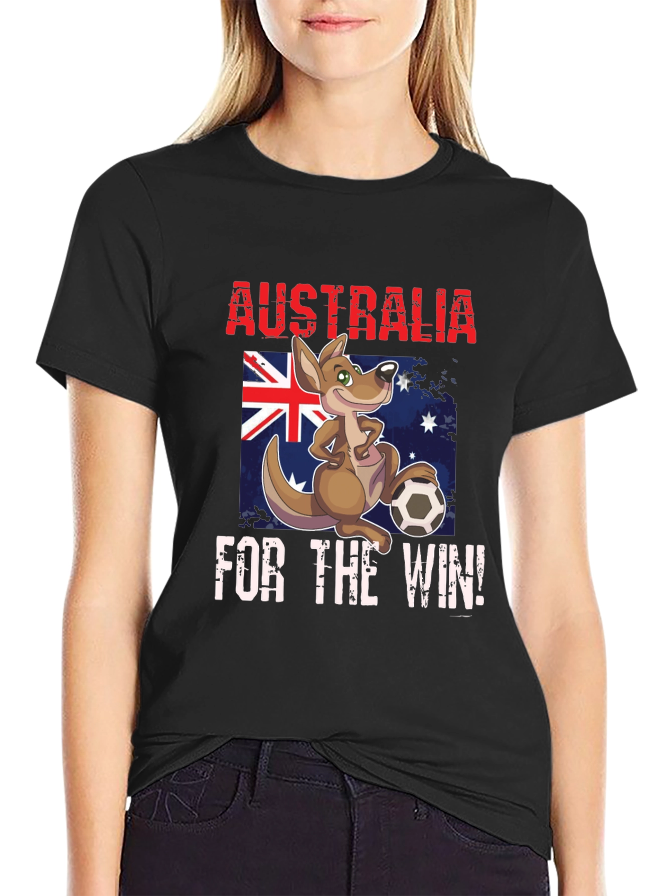Australia Soccer T-Shirt Kangaroo Cartoon