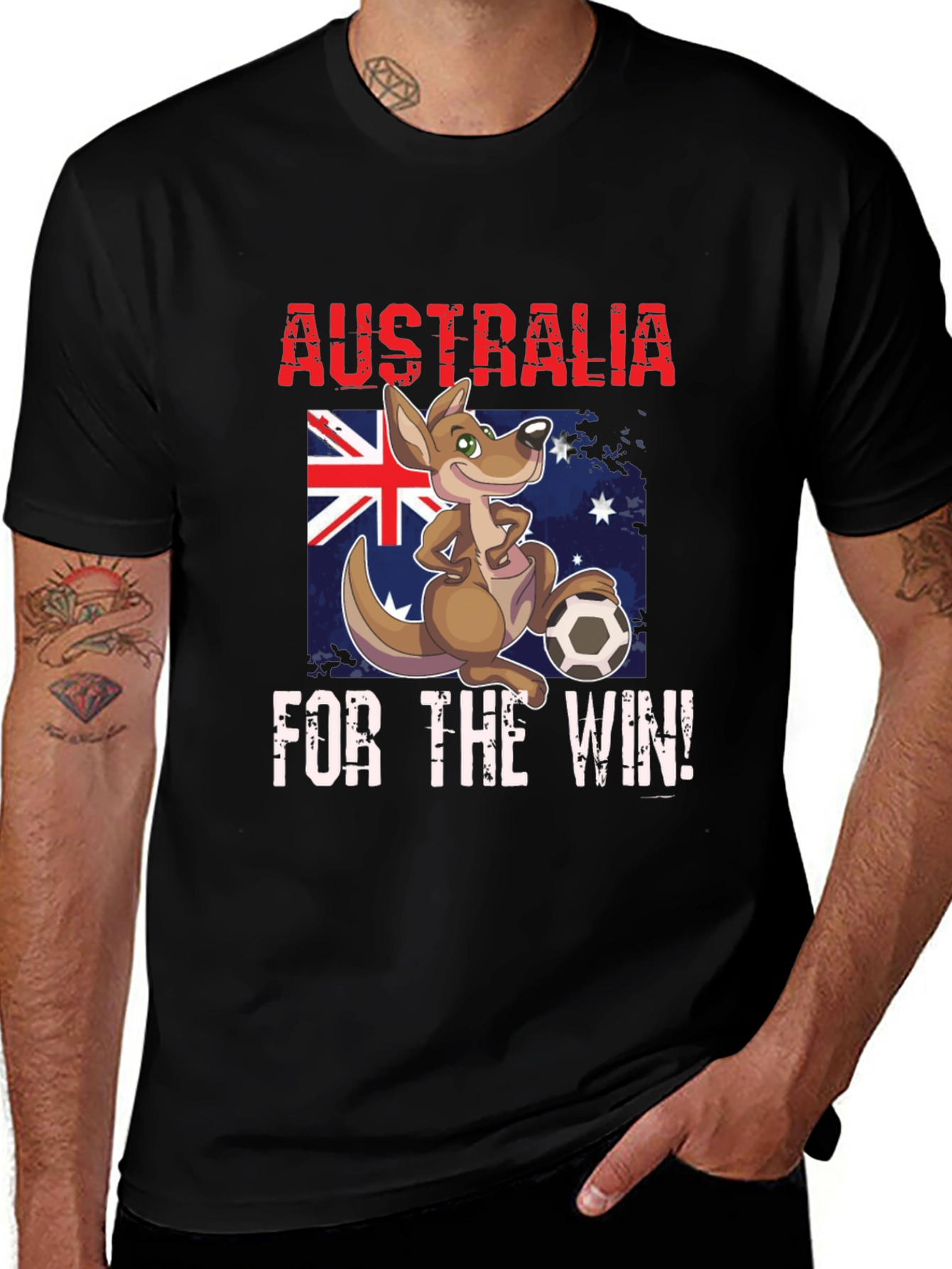 Australia Soccer T-Shirt Kangaroo Cartoon