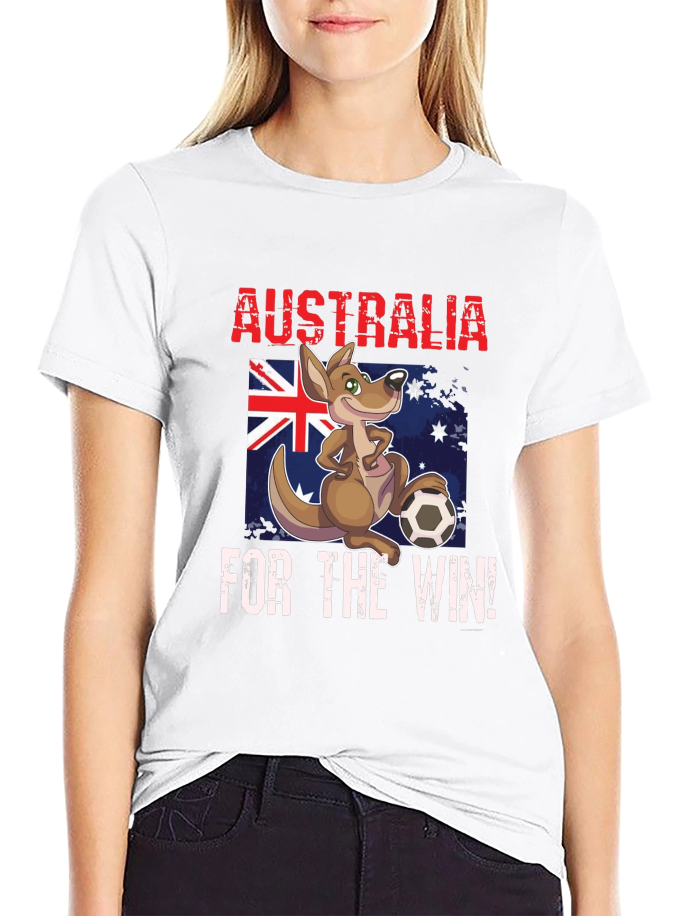 Australia Soccer T-Shirt Kangaroo Cartoon